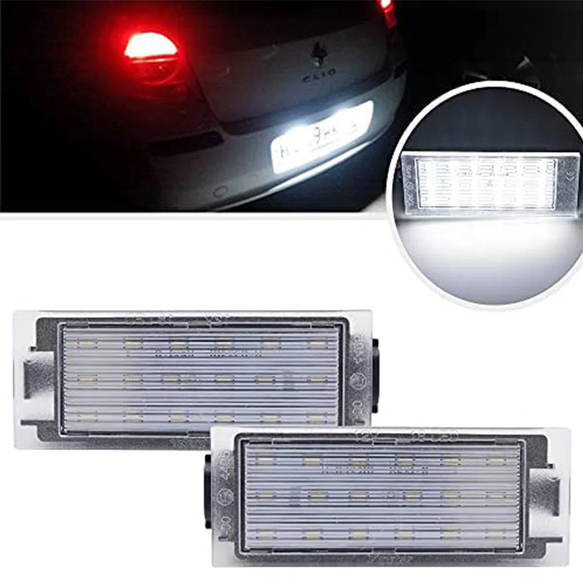 2 luces LED para matrícula luz matricula compatible con Renault Clio III IV Laguna Megane 2/3 Kangoo Kadjar Twingo Trafic Master Bus Kasten