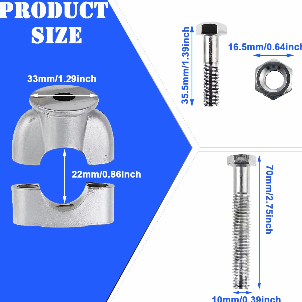 ZAMDOE Elevadores de Manillar de Motocicleta de 7/8" (22 mm), Abrazadera Universal de Montaje para manillares, Adaptador para elevadores de Manillar de Motocicleta, Motocross, ATV, Todoterreno