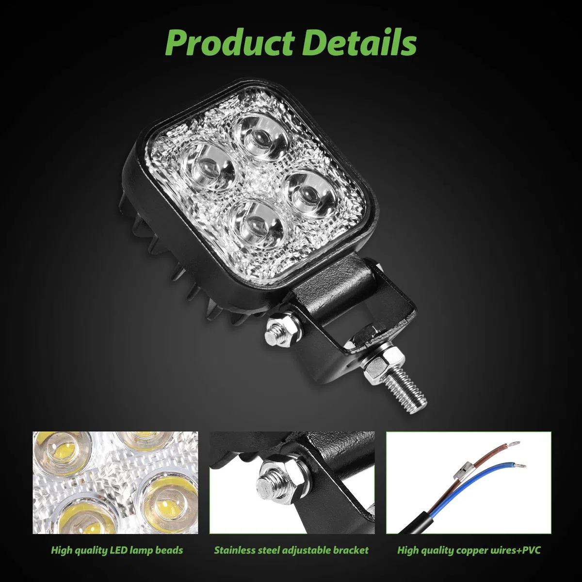 Viugreum 12W Foco LED Offroad luz, Focos de Coche LED IP67 1200LM, Led Auto Luz de trabajo Foco Lampara Resistente Al Agua para tractor jeep barco camión