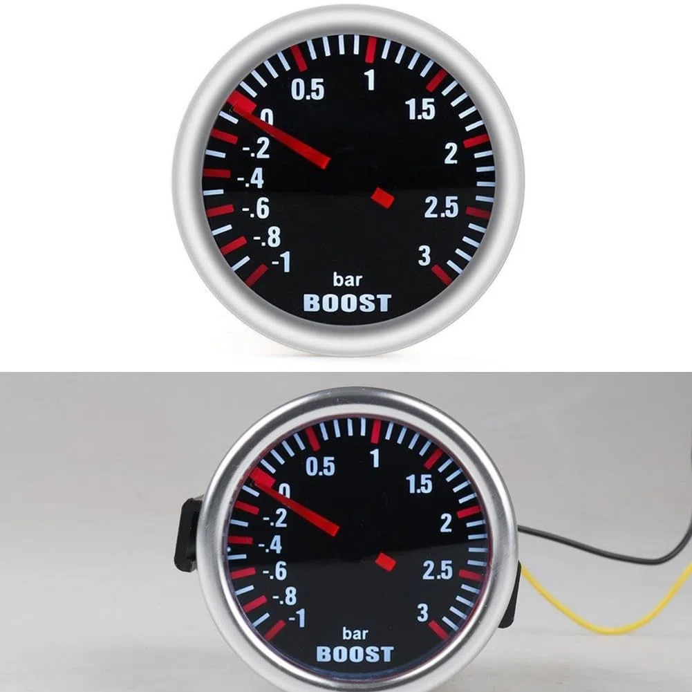 Medidor de carreras para coches turboalimentados, medidor de presión mecánico de 3 bares de 52 mm, compatible con sistemas de 12 V, monitor de rendimiento interior del automóvil