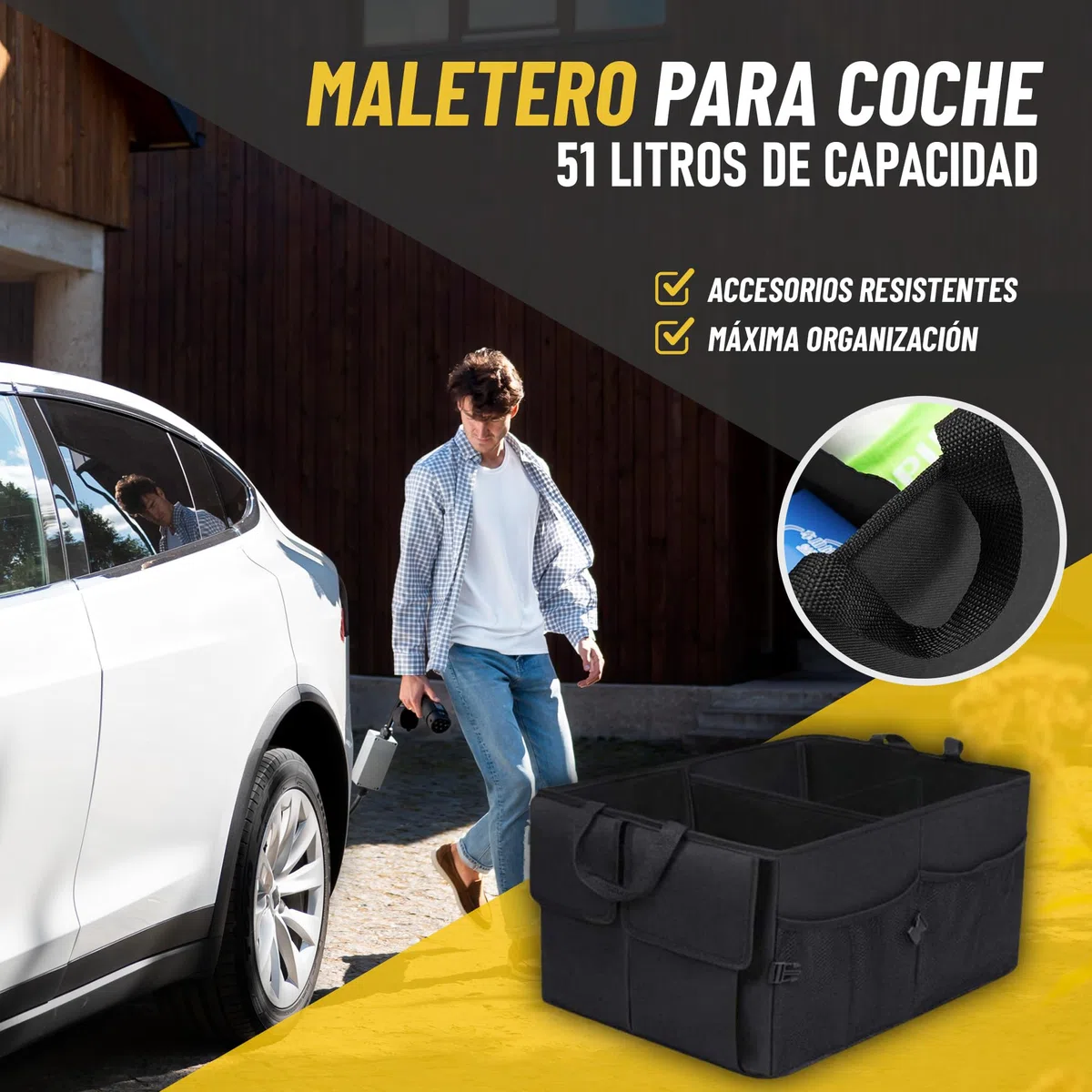 Organizador Maletero Coche, Caja Plegable Coche de Tejido Oxford y Asas Impermeable Bolsa Maletero Bolsa para Almacenamiento Furgoneta para Camper y Casa