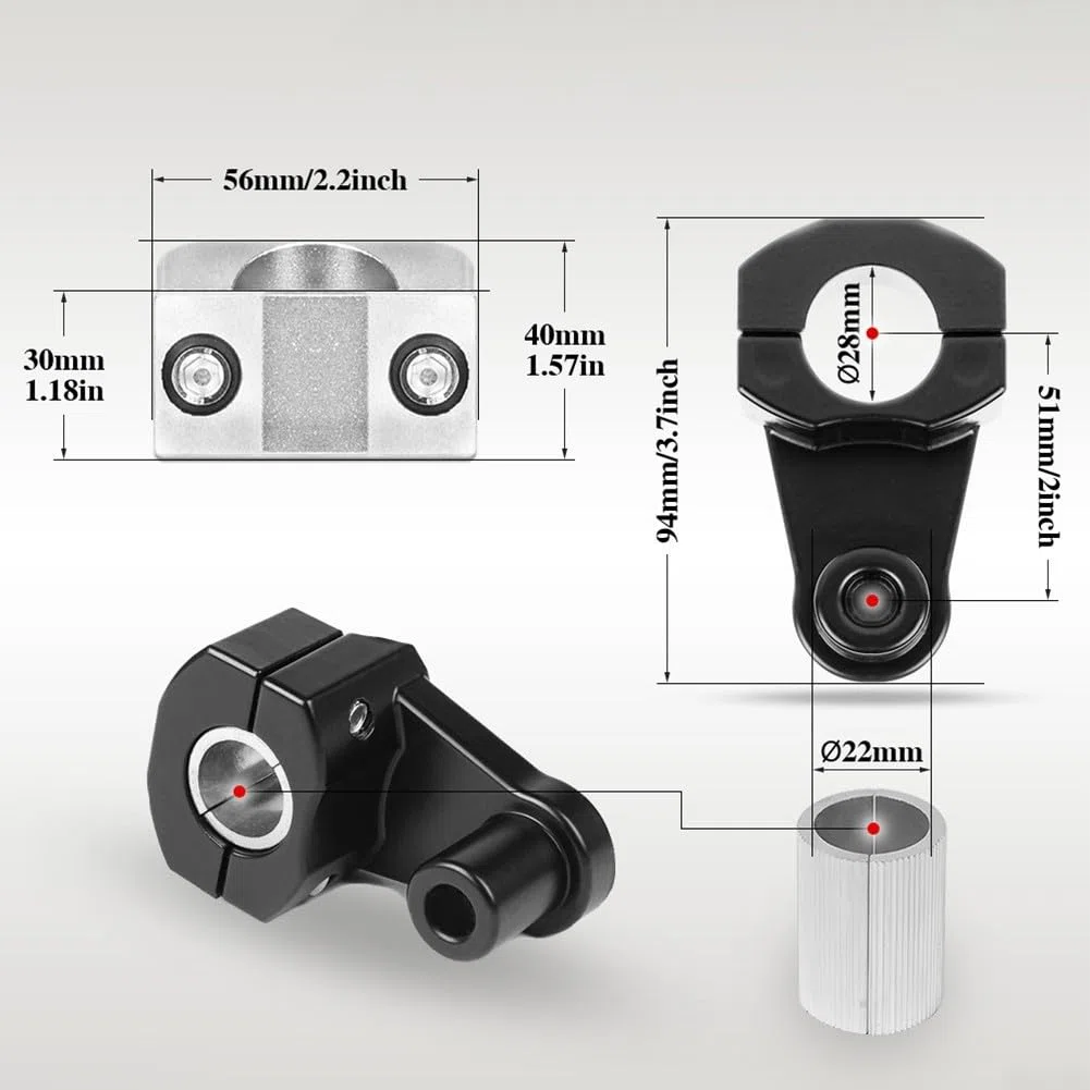 Elevadores de manillar de 22 mm y 28 mm, accesorios de motocicleta de aluminio de zinc para un mejor manejo (negro)