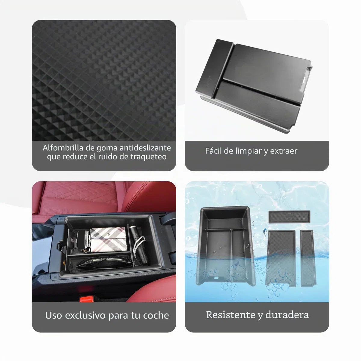 CDEFG Compatible con BMW 3er G20 G21 2019-2023 2024 2025 / 4er G22 / i3 G28 i4 G26 Facelift Consola central, guantera, reposabrazos Caja de almacenamiento multifuncional Accesorio de coche (Negro)