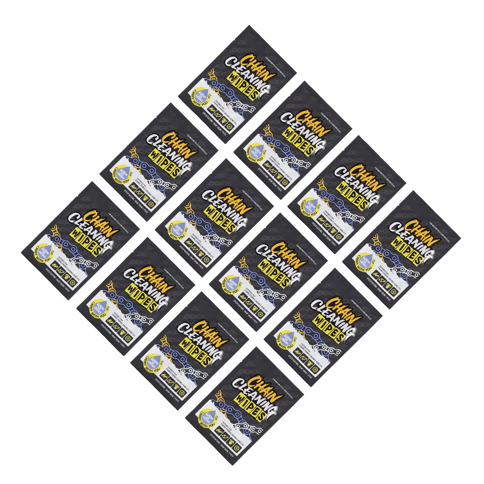 Toallitas para Cadenas de Bicicleta, 12 Uds., Empaquetadas Individualmente, Eliminación Rápida de Aceite para Marcos de Cadenas de Motocicleta, Fórmula Suave