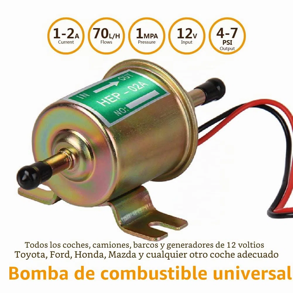 CarBole Bomba de Combustible Eléctrica Universal de 12 V Para Gasolina, Diésel, Bomba Externa (4-7 psi), 380 Bobinas de Cobre Circulares, Corriente de 1,0-2,0 A