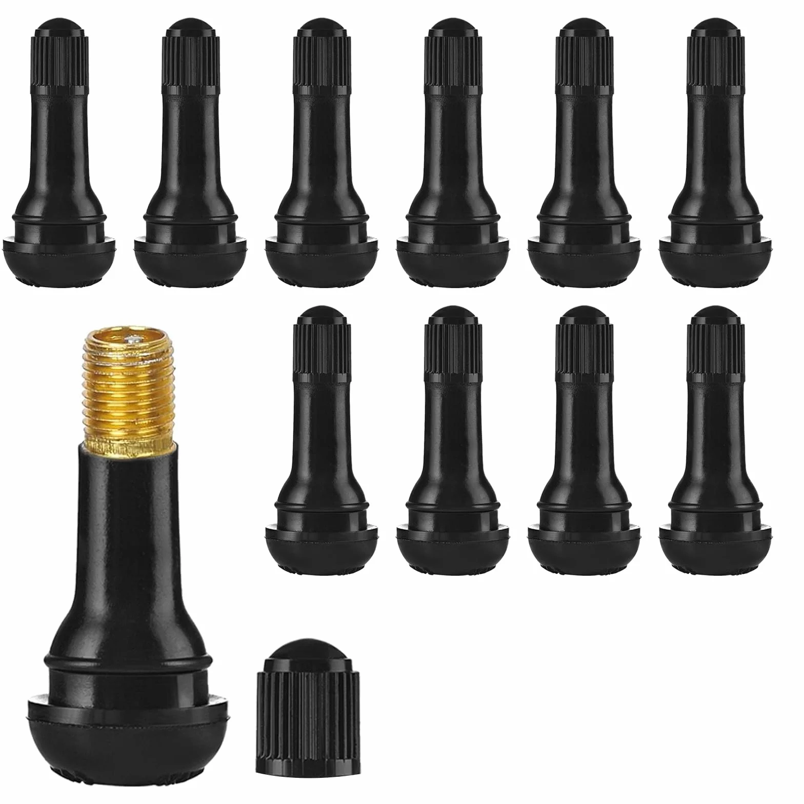 HENGBIRD 100 Piezas TR414 Valvulas para Neumaticos, Goma para Llantas VáLvulas, Valvula Rueda Coche, VáLvula de NeumáTico para Coche, VáLvulas de Snap-In para NeumáTicos para Coches,Motos(Negro)
