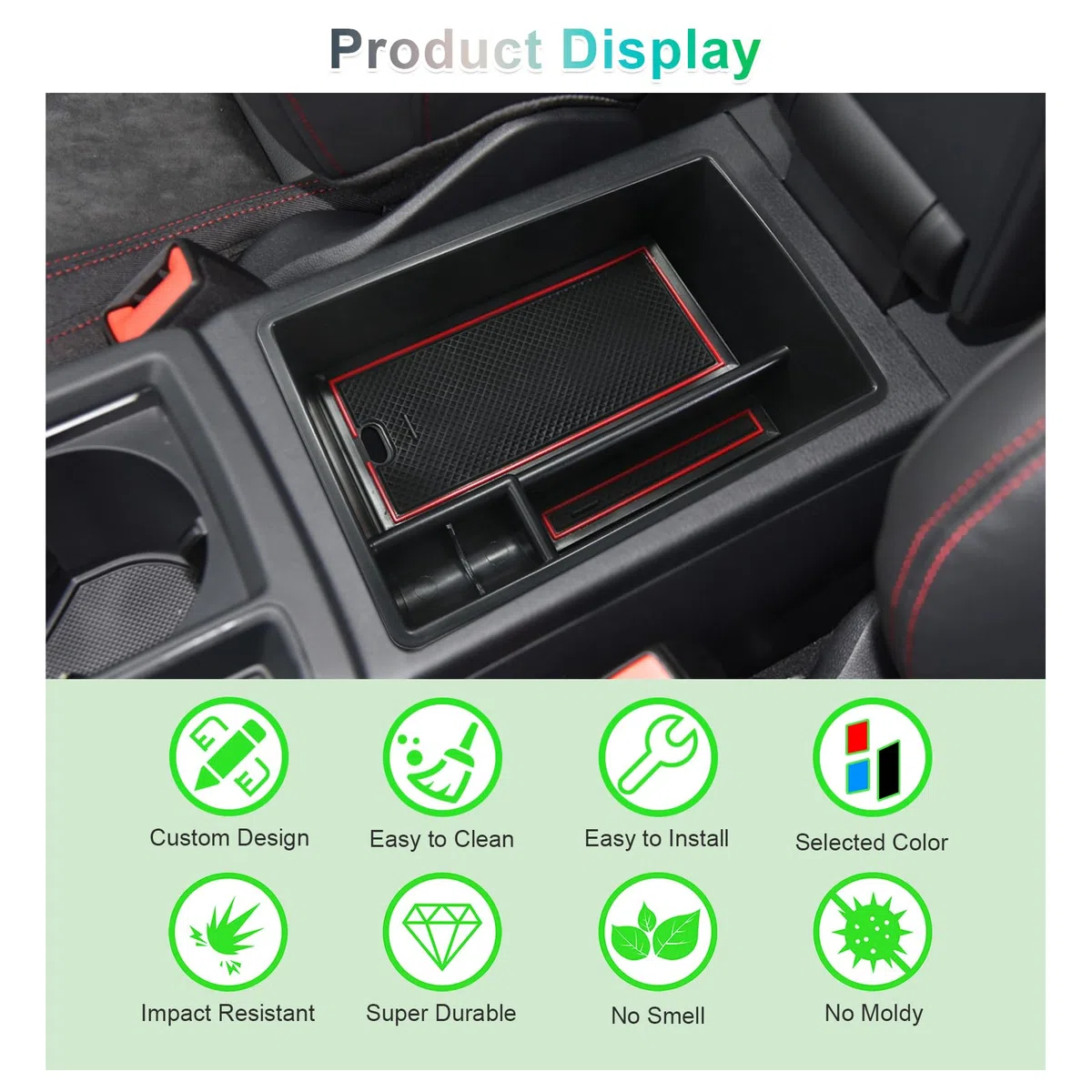 GAFAT Compatible con Audi Q3 F3 2019–2024 2025 Consola Central Caja de Almacenamiento, Q3 Sportback S-Line RS Q3 Organizador Bandeja de Guantera Inferior de Consola Central, Accesorios Q3 F3