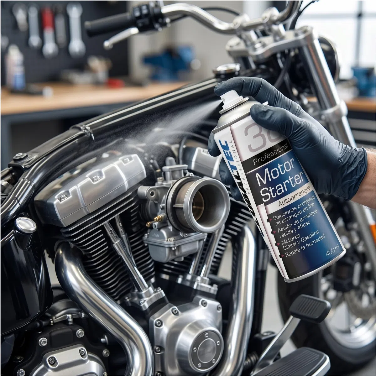 Spray Autoarranque Motor Diésel y Gasolina 400 ml | Arranque Instantáneo en Frío y Humedad | Coches, Motos, Maquinaria Agrícola y Barcos