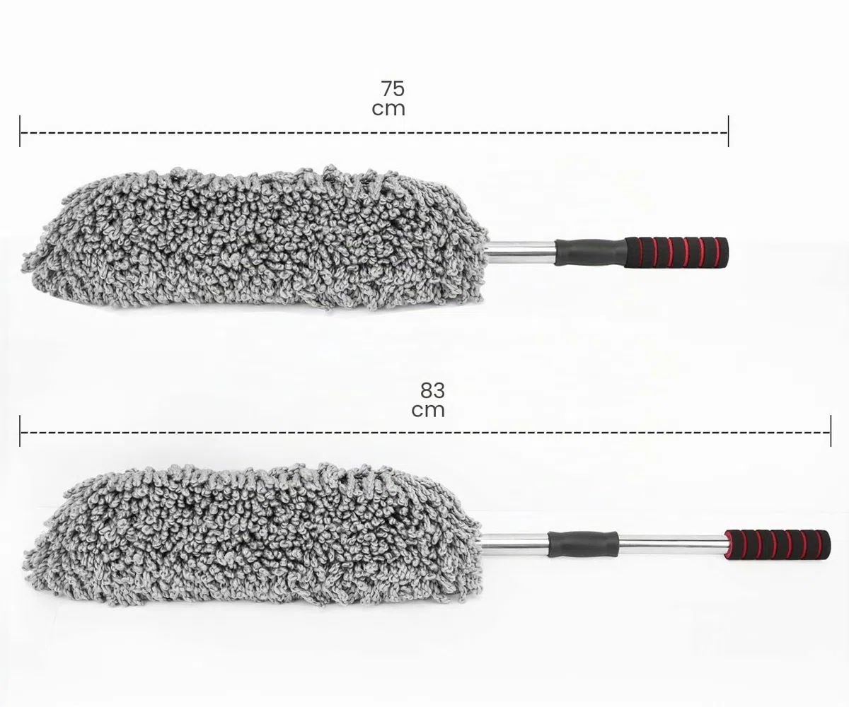 Moko Plumero de Coche, Cepillo Multiusos para Lavado de Coche, Exterior e Interior, Plumero de Microfibra con Mango Extensible para Limpieza, Color Gris