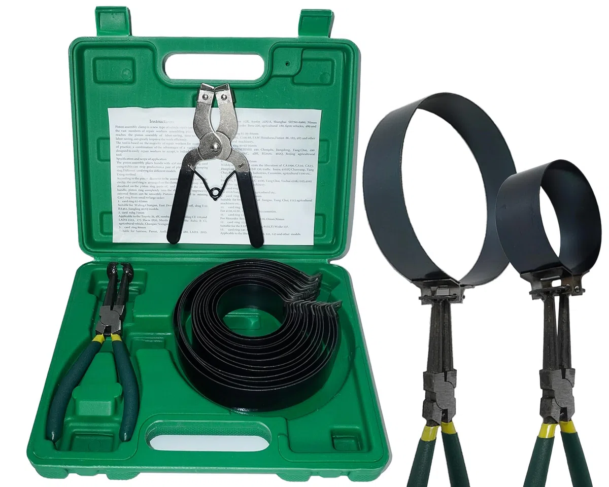 Juego de 15 piezas de anillo de pistón de 62 – 145 mm/2,44 – 5,71 pulgadas con 2 alicates y 13 bandas para la reparación de coches, camiones y motores