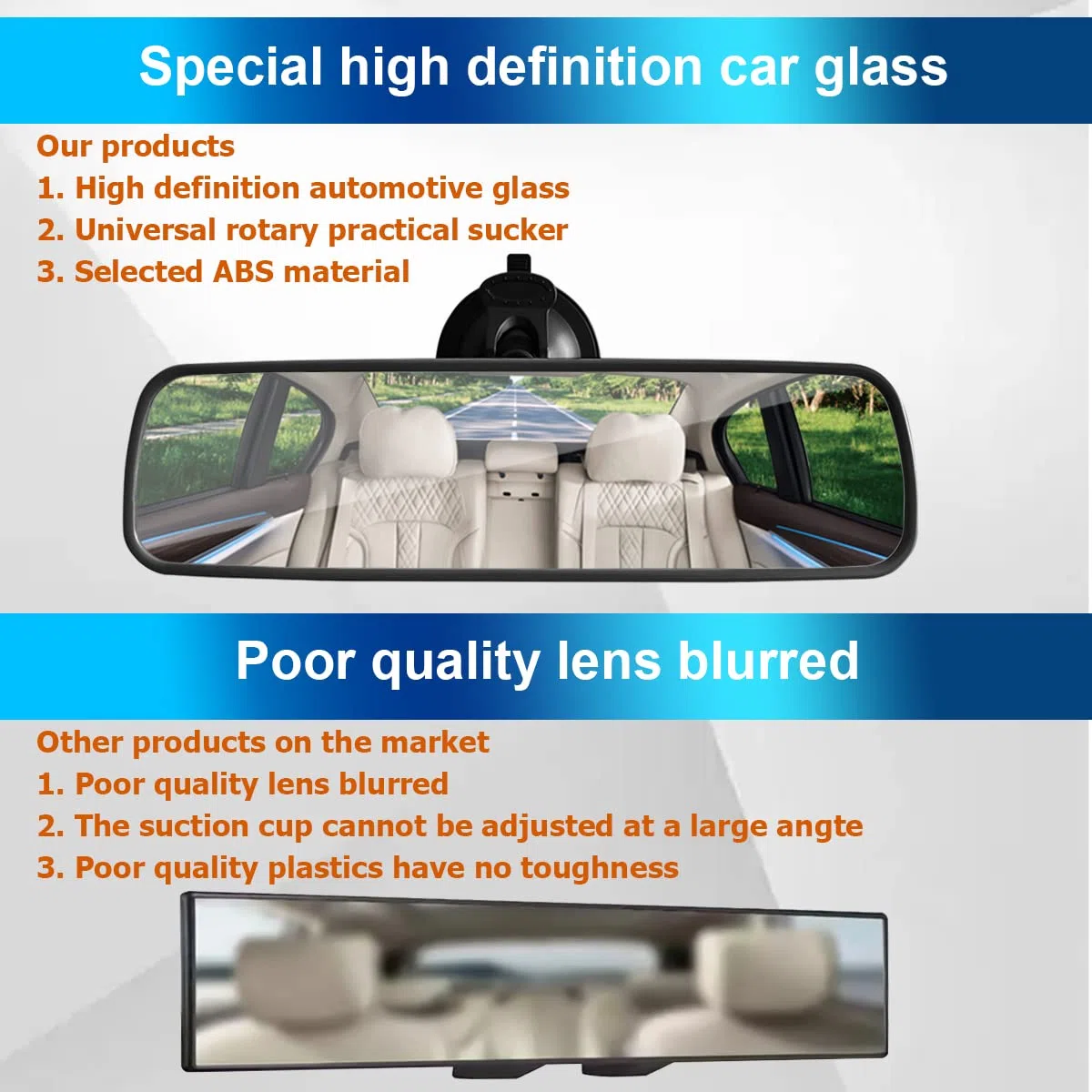 CGEAMDY Espejo Retrovisor Interior Universal con Ventosa para Coche, Plano Gran Angular, Antideslumbrante, 360 Grados de Observación para Bebés