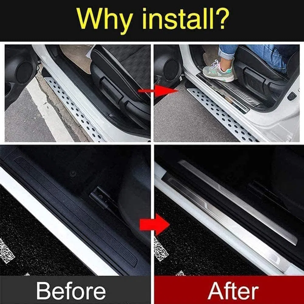 4 Placas Acero Inoxidable Protector Umbral Puerta Coche para Toyota Corolla Touring Sport | Typ E210 | Bj. AB 2019, Inoxidable Protector Pedal Desgaste.