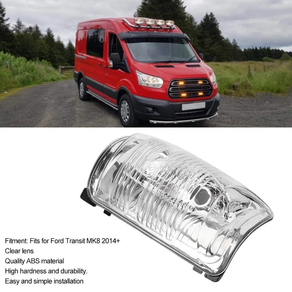Carcasa para luz Intermitente de Puerta, Cubierta de la Lente del Indicador del Espejo Retrovisor, Caparazón Lentes de Espejos Retrovisores Exteriores, adecuado Ford Transit MK8 2014+ (Lado derecho)