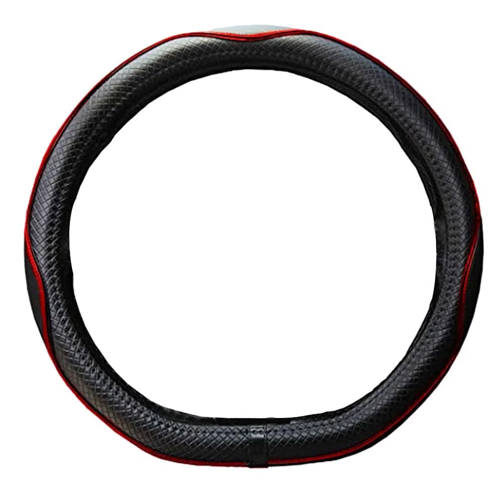 Fundas para Volante en Forma de D 14 Pulgadas 36cm para Tesla Model 3 / Y, para Camaro Coches pequeños Tipo D y Juego de Carreras Microfibra de Cuero (Negro y Rojo)