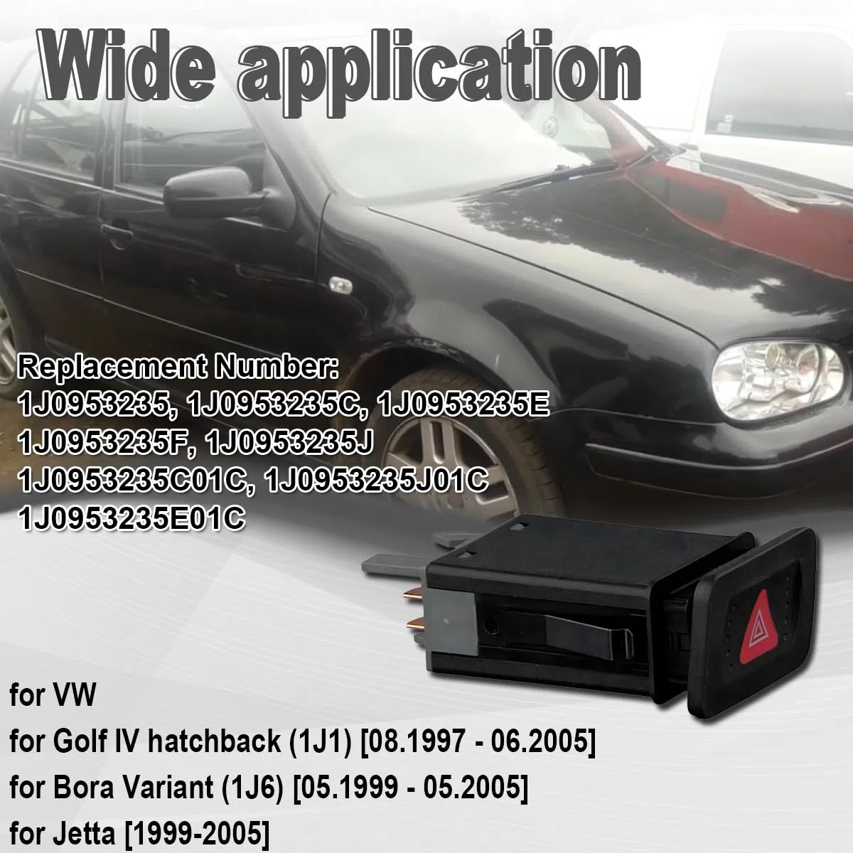 ZAMDOE 1J0953235C Interruptor intermitente de aviso para VW Golf MK4 IV [1998–2005] para Seat Leon [1998–2006] para OPEL Insignia A G09 Astra J P10 1J0953235J