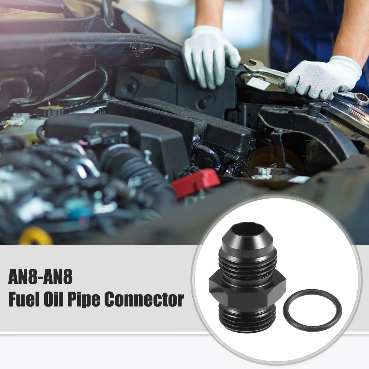 A ABSOPRO AN8 a AN8 Combustible Raíl Adaptador Conector Racor Negro - 4 Uds