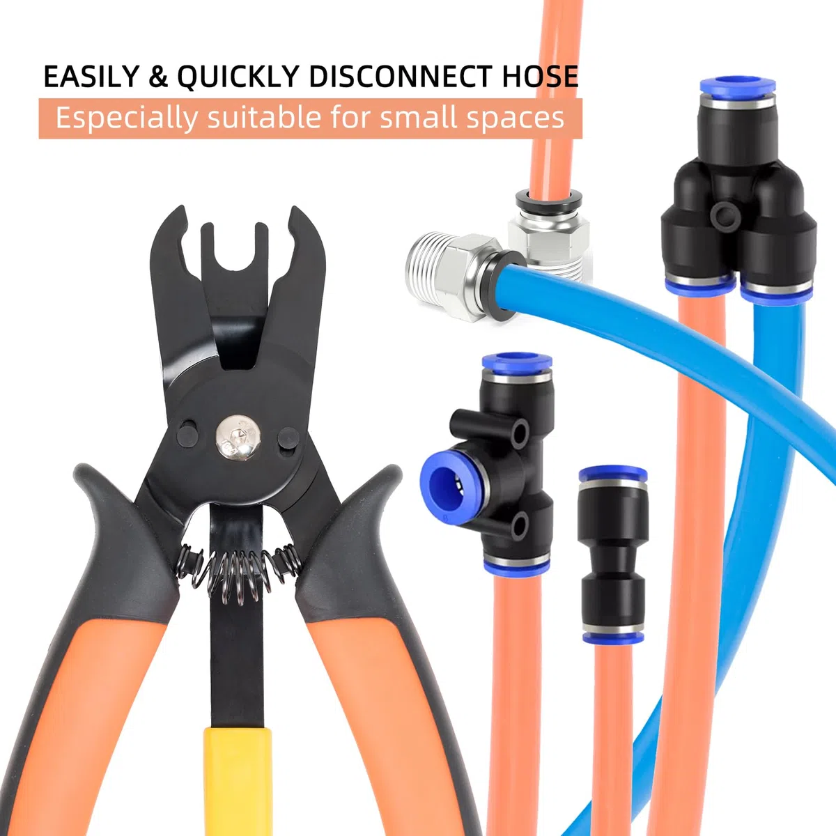 PLATATO - Herramienta de desconexión para accesorios neumáticos de 6,35 mm y 1,6 cm, accesorios neumáticos para encajar, mangueras de aire, mangueras de tráquea, herramientas de extracción