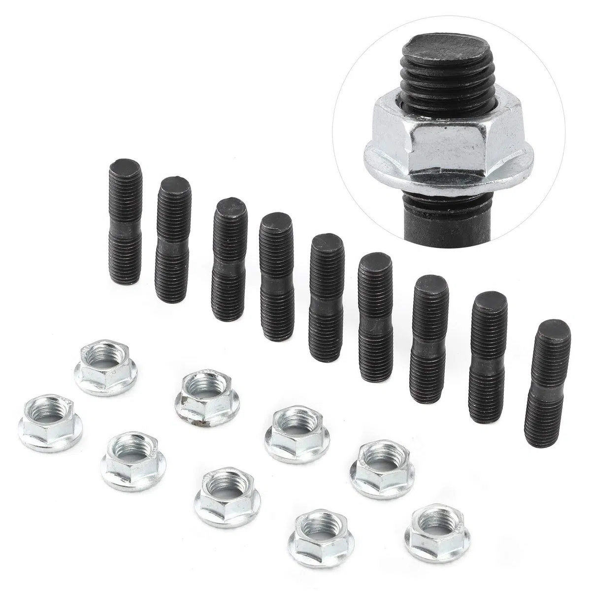 aqxreight - Kit de tuerca de bloqueo y espárrago turbo M10 x 1,25 mm apto para turbos DSM 1G EVO 1-10