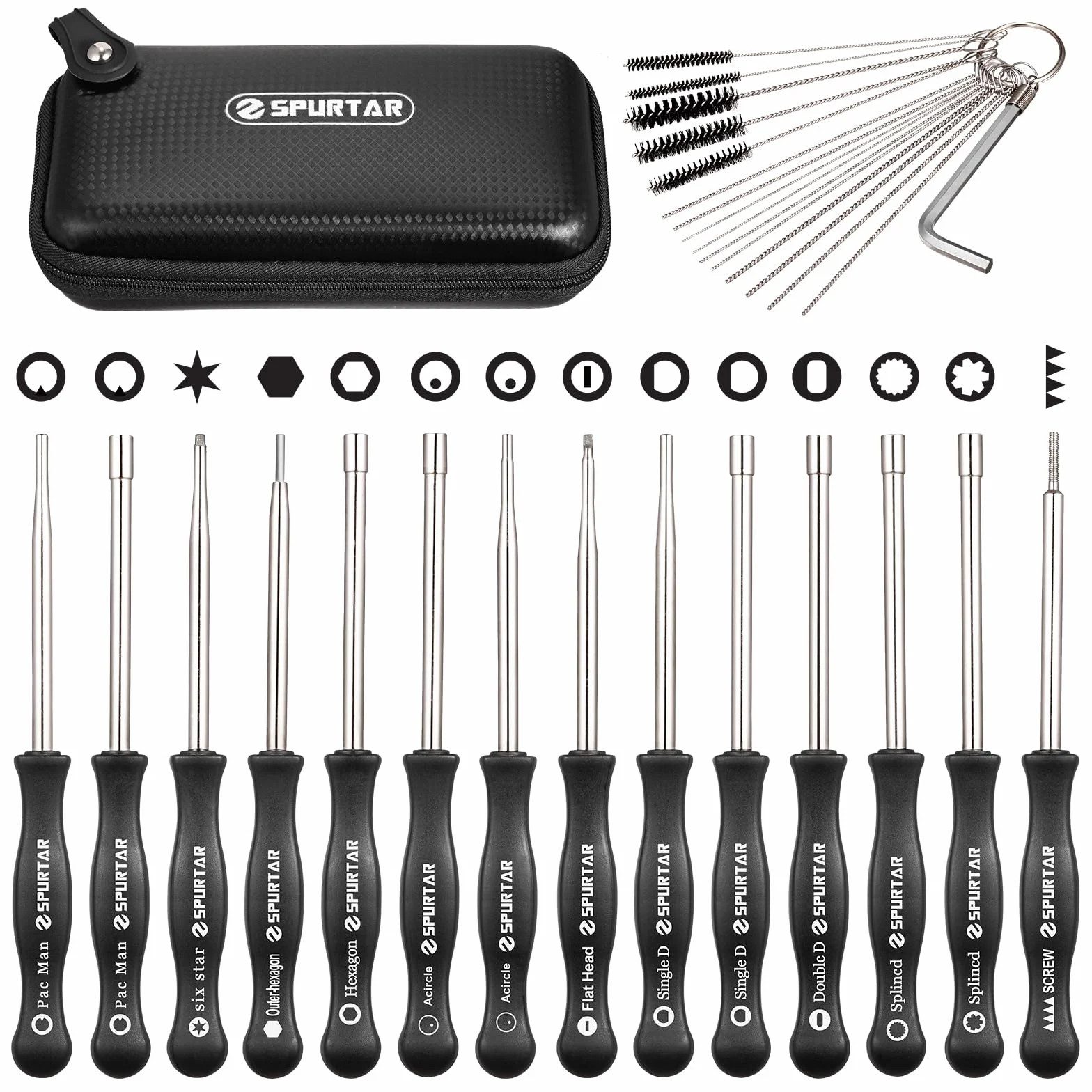 Spurtar Kit Herramientas Ajuste Carburador 2 Tiempos, 21 Piezas para Sierras, Motosierras y Desbrozadoras Husqvarna Stihl Echo, Herramientas Moto Sierra Carb Kit Ajuste Carburador