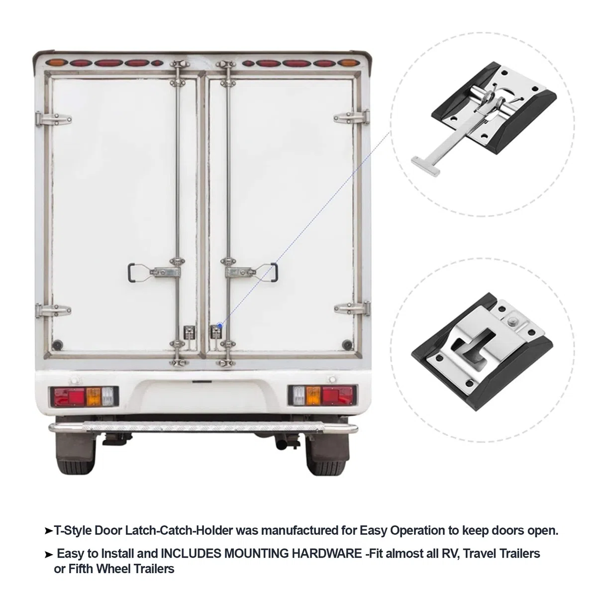 Soporte para Puerta de Remolque Estilo T, Acero Inoxidable 316, Resistente, Universal, Entrada Pulida para RV, Remolque, Caravana, Casa Rodante