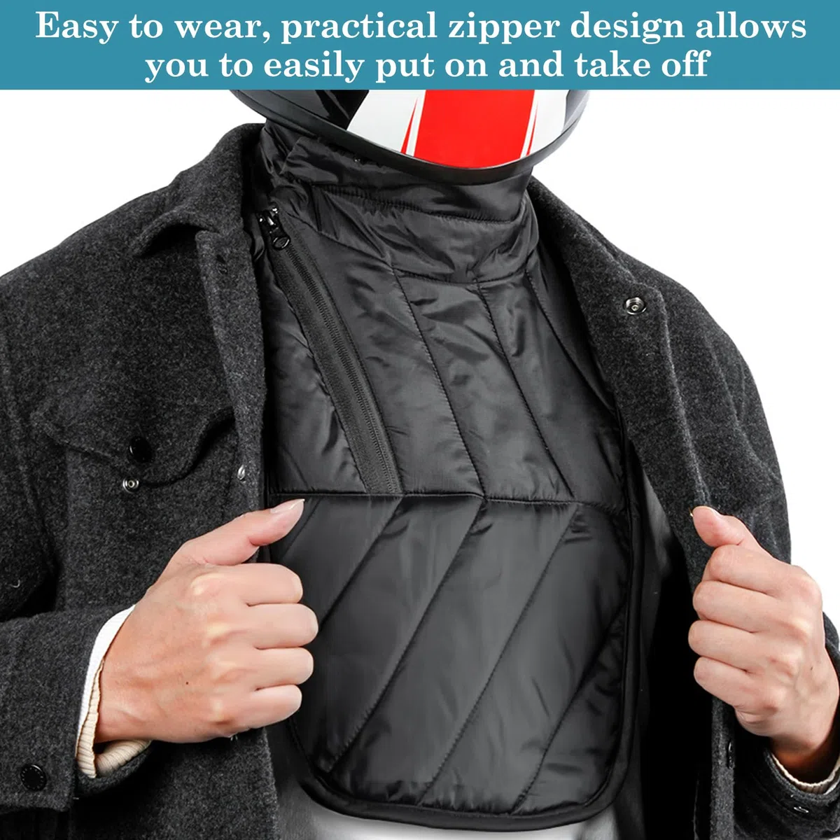 Calentador de cuello a prueba de viento para moto, ajustable, con cremallera y bolsa de almacenamiento, calentador de cuello y pecho para moto, equipo de invierno, para ciclismo al aire libre,