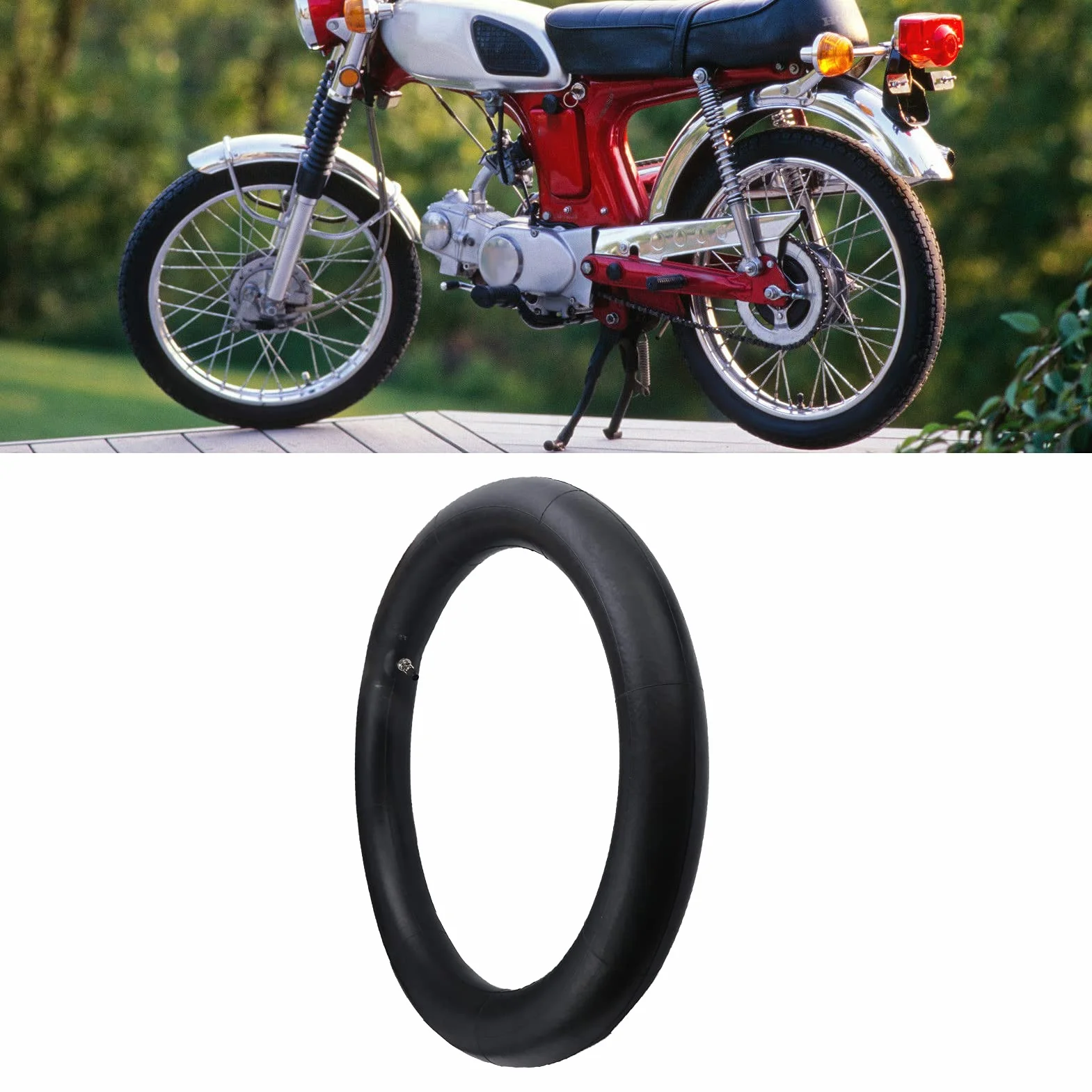 Tubo interior del neumático, 2,75-17 3,00-17 Vástago de válvula de aleación de acero Boquilla de gas Reemplazo del tubo interior del neumático delantero para C70 CL70 CR80 CRF100F CRF125F