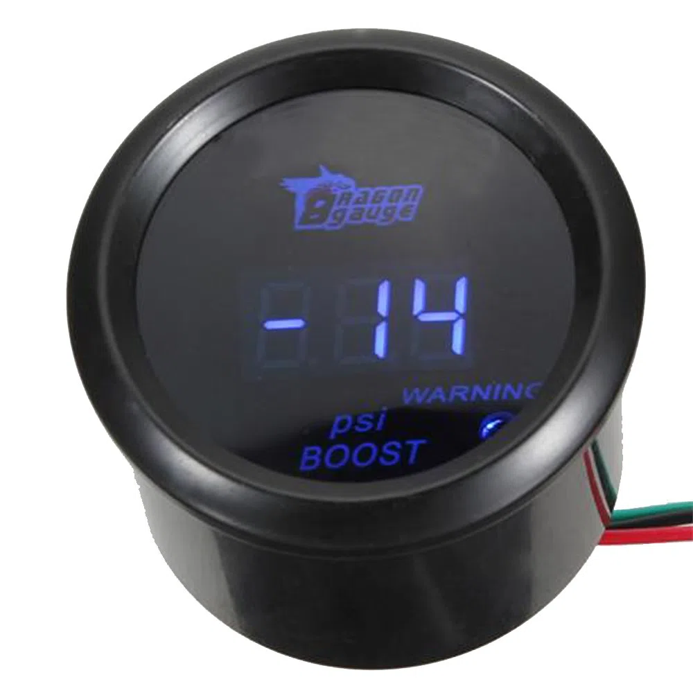 Universal Indicador de Impulso Turbo 2" 52mm Medidor Digital de Coche Luz LED Azul PSI Turbo Boost Calibre Turboalimentado Eléctrico Motor Equipo Instrumentos