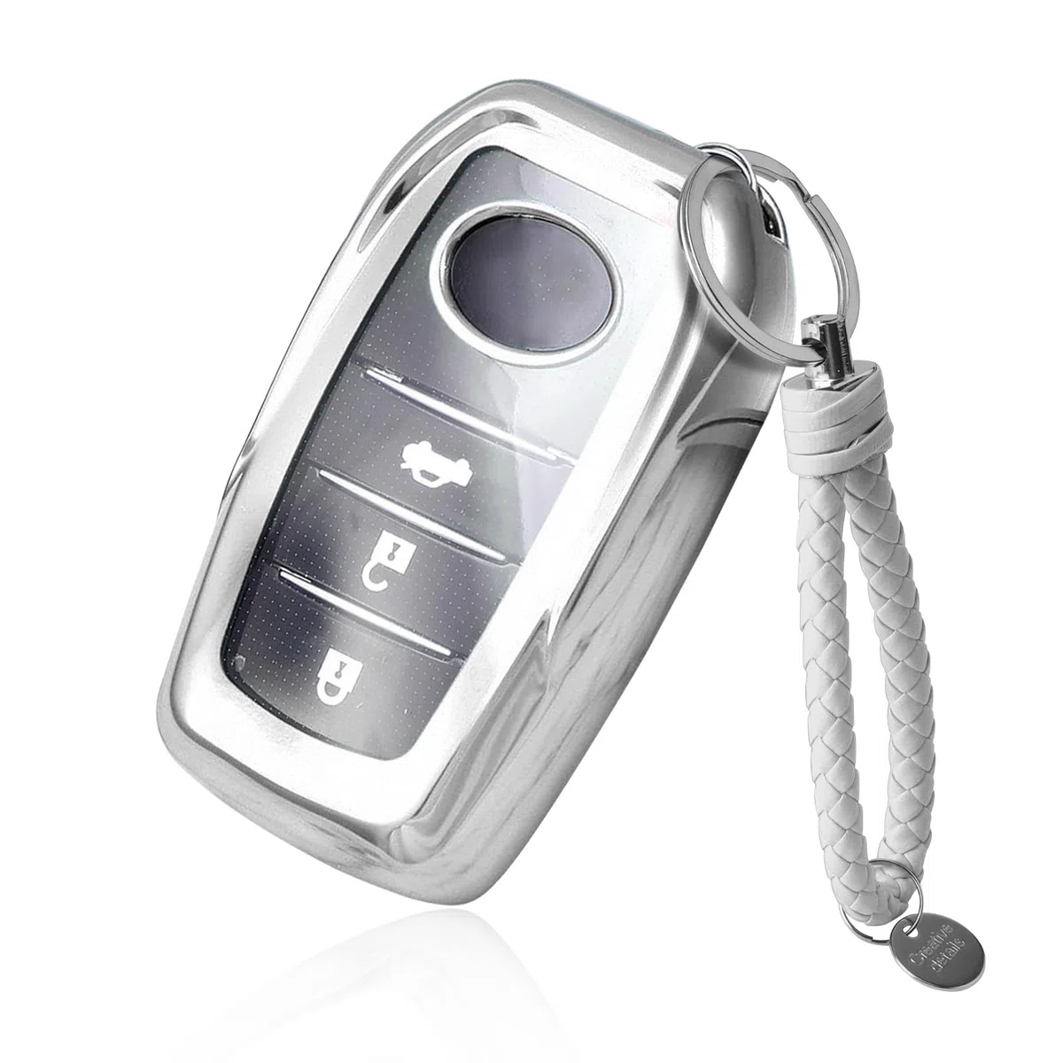 GAFAT Compatible con Toyota C-HR ii 2025 2026/ Yaris Yaris Cross Aygo X 2021-2026 Funda para Llave, Carcasa Llave Protector, Gel de Sílice TPU, Yaris Cross Accesorios, CHR 2025 Accesorios (Plata)