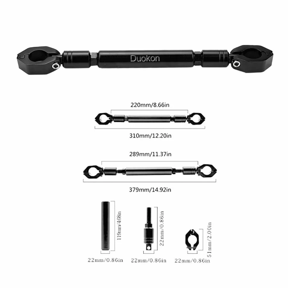 Barra de Equilibrio para Motocicleta Aleación de Aluminio Universal Manillar 22 mm Negro Accesorio Transversal Motocicleta