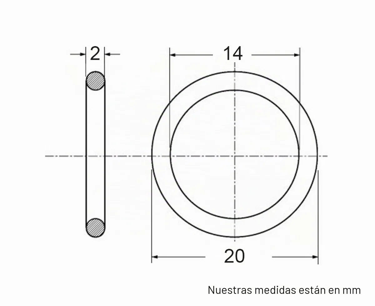 Restagraf – Junta de drenaje de cobre redondo – Diam. 14 x 20 x 2 mm. Compatible con un gran número de vehículos y motores. Ref. 7371 – Bolsa de 10