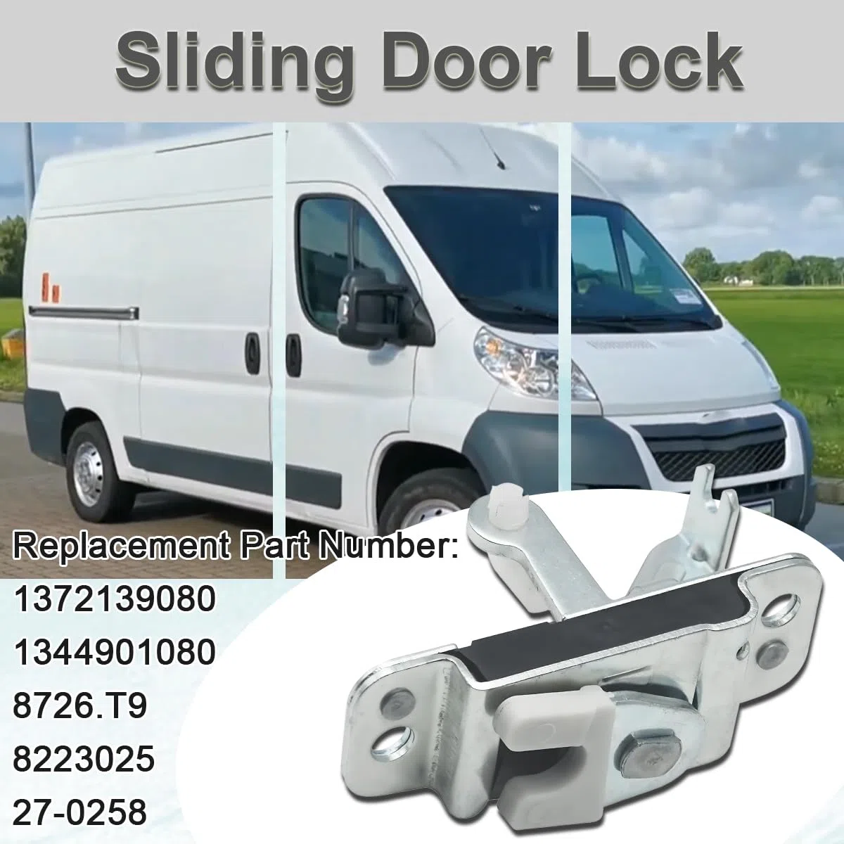 ZAMDOE 1372139080 Cerradura de Puerta para Jumper Ducato Boxer 3 (a Partir de 2006) Cerradura de Puerta Corredera Lateral Derecha 1344901080, 8726.T9, 8223025, 27-0258