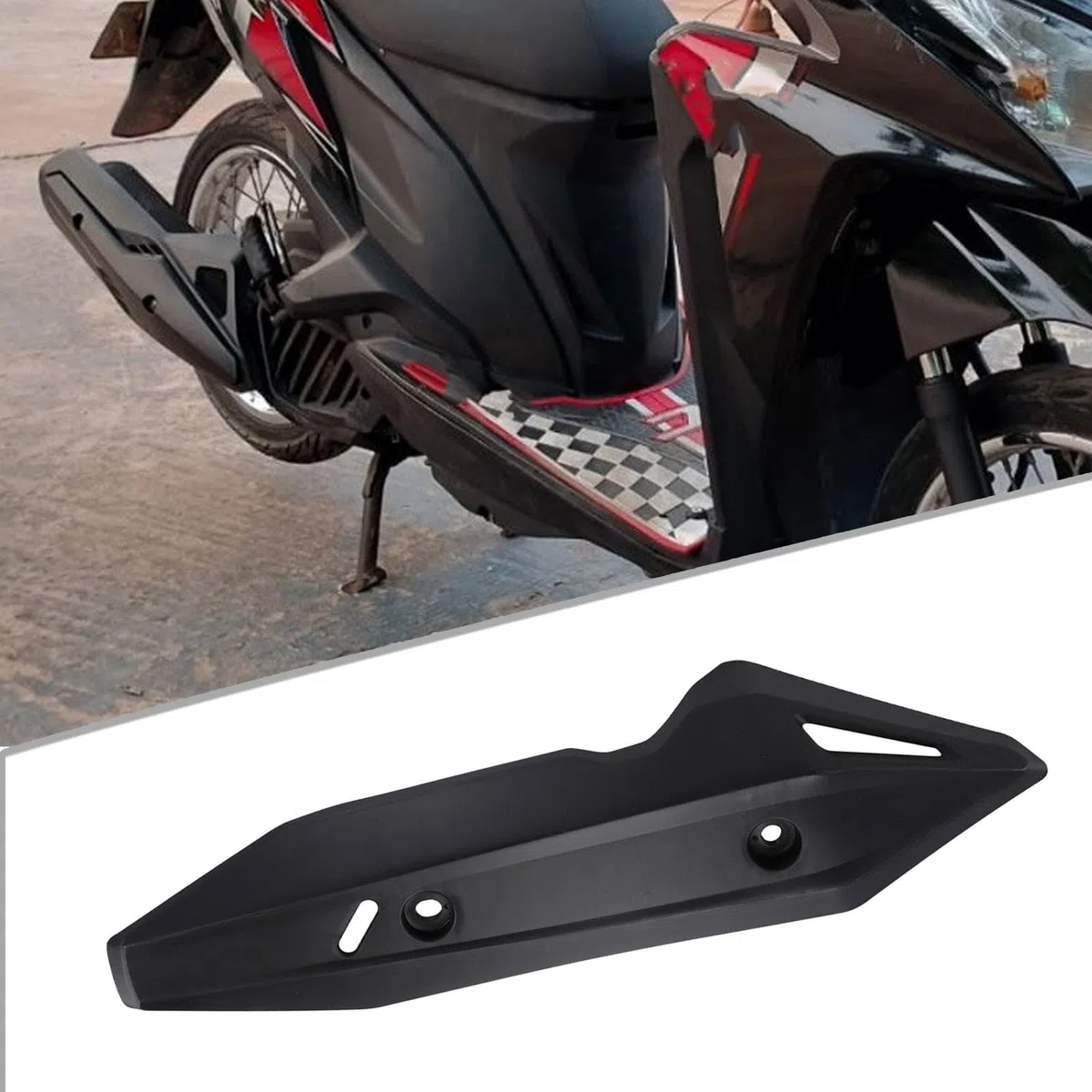 Cubierta de tubo de escape para motocicleta Honda Click 150/125, aislamiento térmico, material ABS, negro o fibra de carbono
