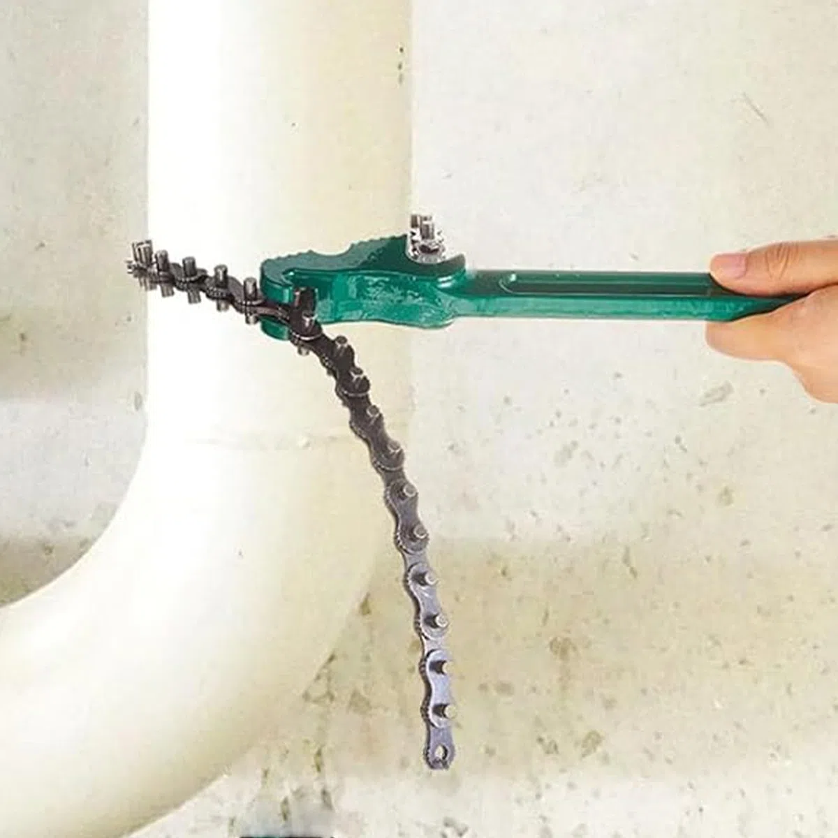 12 Pulgadas Llave para Filtro de Aceite, Acero al Carbono Extracción de Filtro de Aceite Tipo Cadena, Ajustable Llave de Cadena para Riego, Verde, para Instalación y Reparación de Maquinaria