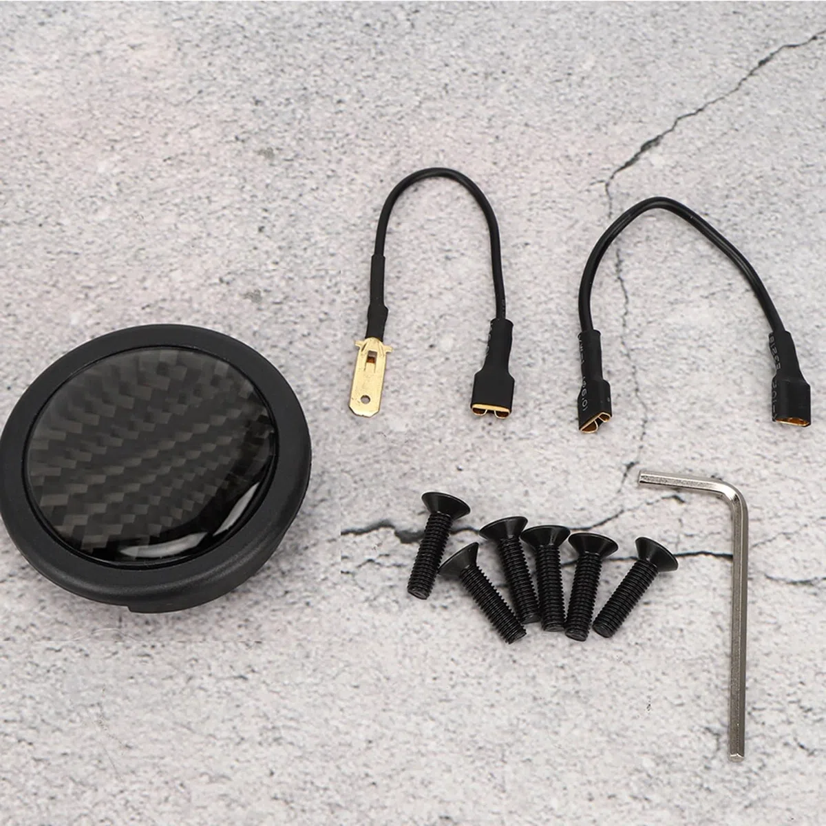 KIMISS Botón de bocina de fibra de carbono para volante Sparco, kit de 6 tornillos, accesorio de modificación para coches, diseño ligero y resistente