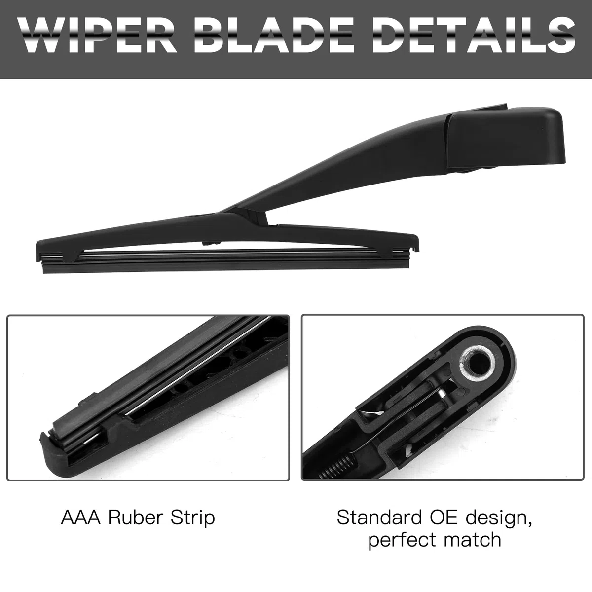 Limpiaparabrisas de Ventana Trasera Compatible con Smart Fortwo 453 2014-2025, Juego de Cuchillas y Limpiaparabrisas del Parabrisas