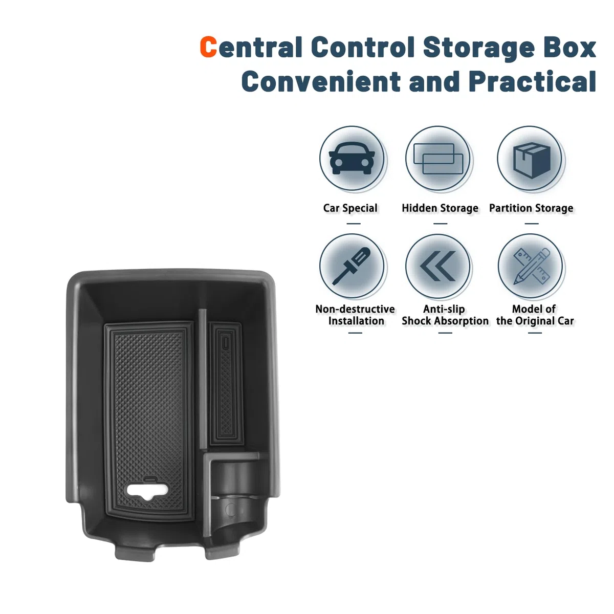 Ruiya Compatible con Kia Stonic 2018-2023 2024 Consola Central Caja de almacenamiento, Caja Reposabrazos Stonic Reposabrazos Organizador Central Reposabrazos Bandeja Accesorios Kia Stonic