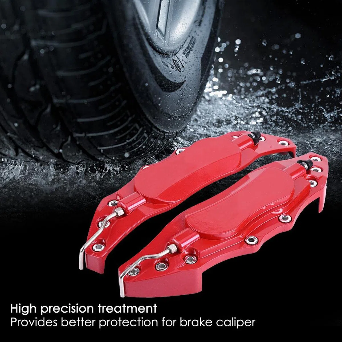 Cubierta de Pinza de Freno, Cubierta de Pinza de Freno de Coche, 2 Piezas de Cubierta Protectora de Pinza de Freno de Aluminio para Cubo de Rueda 16in-17in Mediano(rojo)