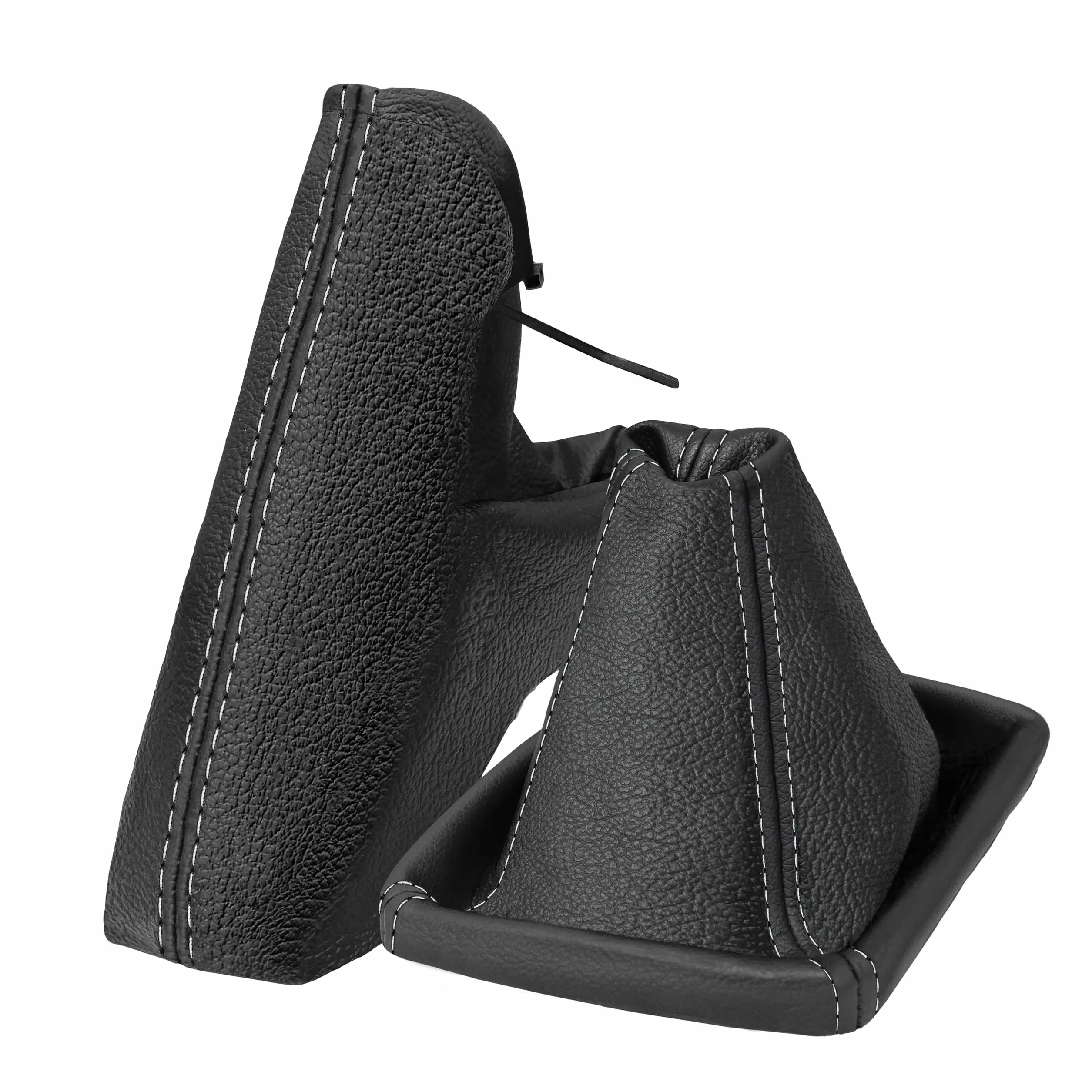 Funda palanca de cambios y Freno de mano - para Opel Astra H - negro gris - de cuero auténtico - de marchas manual - para transmisión manual - fuelle palanca de cambios Repuesto Específico - (A0018-2)