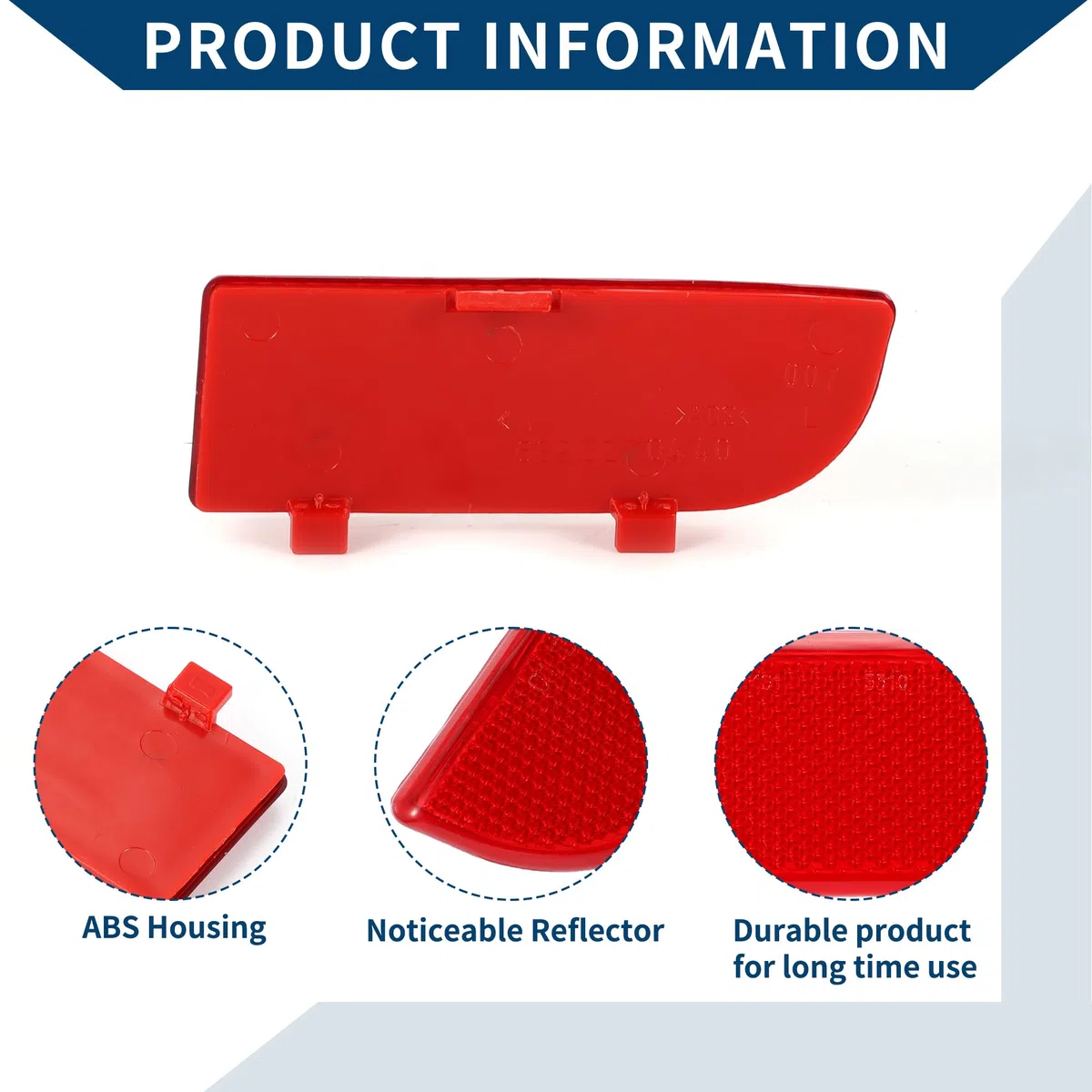 Reflector De Parachoques No.6398260440 Para Mercedes-Benz Vito Viano W639 2003-2014 Trasero Izquierdo Reflector De Parachoques Marcador Lateral Plástico Duradero 1 Pza Rojo