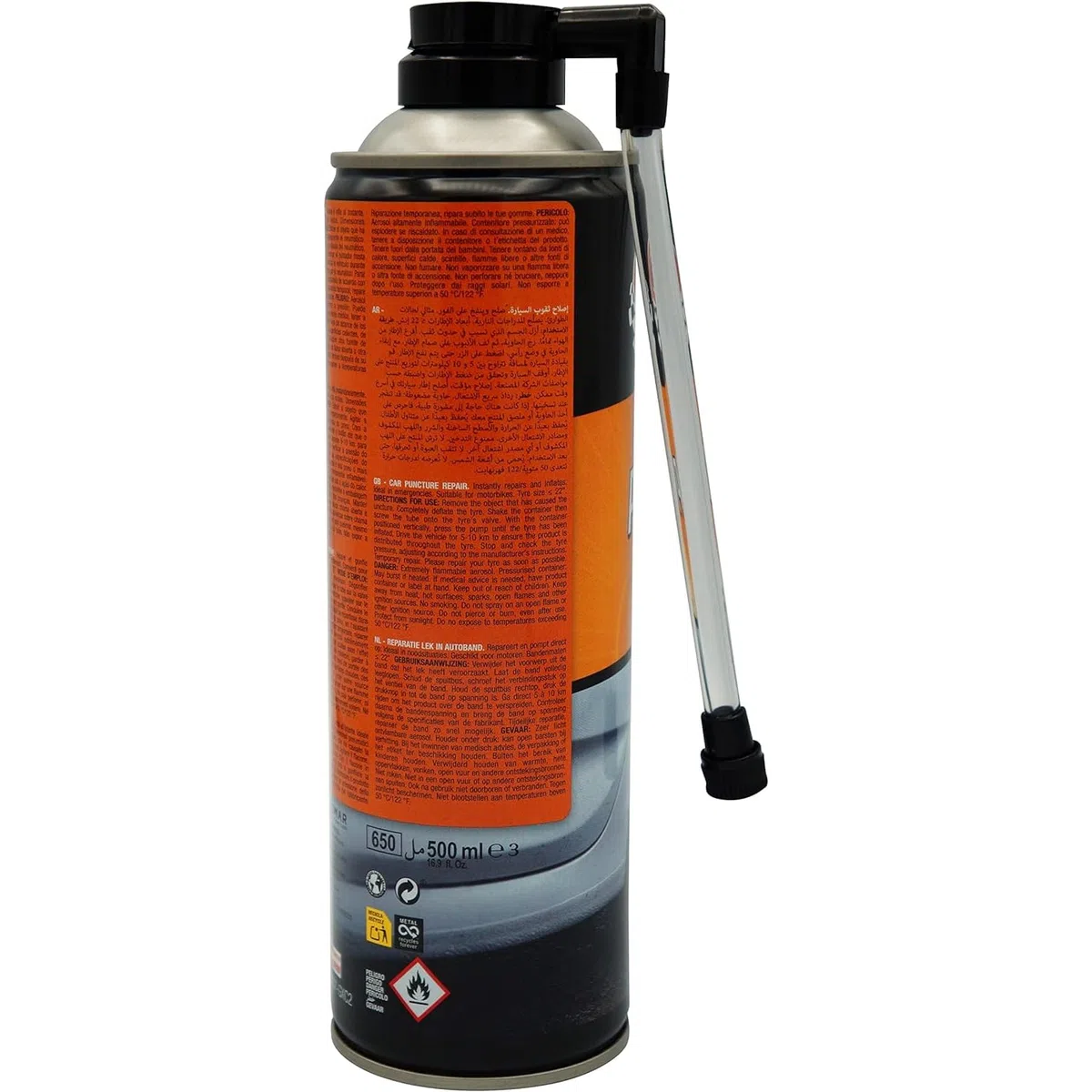 KROWN - Repara Pinchazos Coche, Spray Sellador de Emergencia para Reparar Rueda Pinchada 500 ml