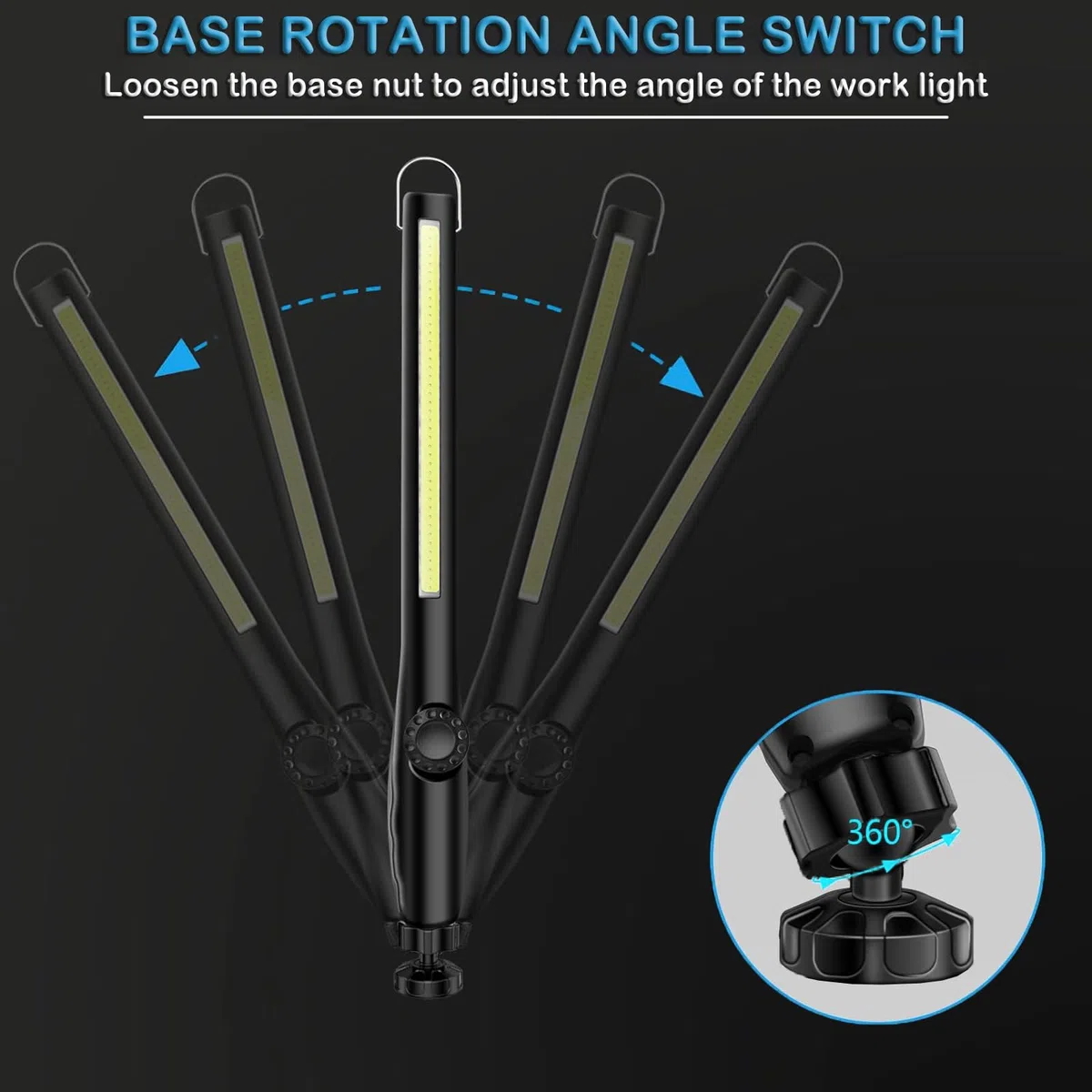 Linterna de Trabajo COB LED Recargable Iman Profesional, Linterna Trabajo LED Recargable USB, Luz de Trabajo Portatil, con Gancho, Base Imán, Cable USB para Casa Auto Camping Emergencia Reparacion