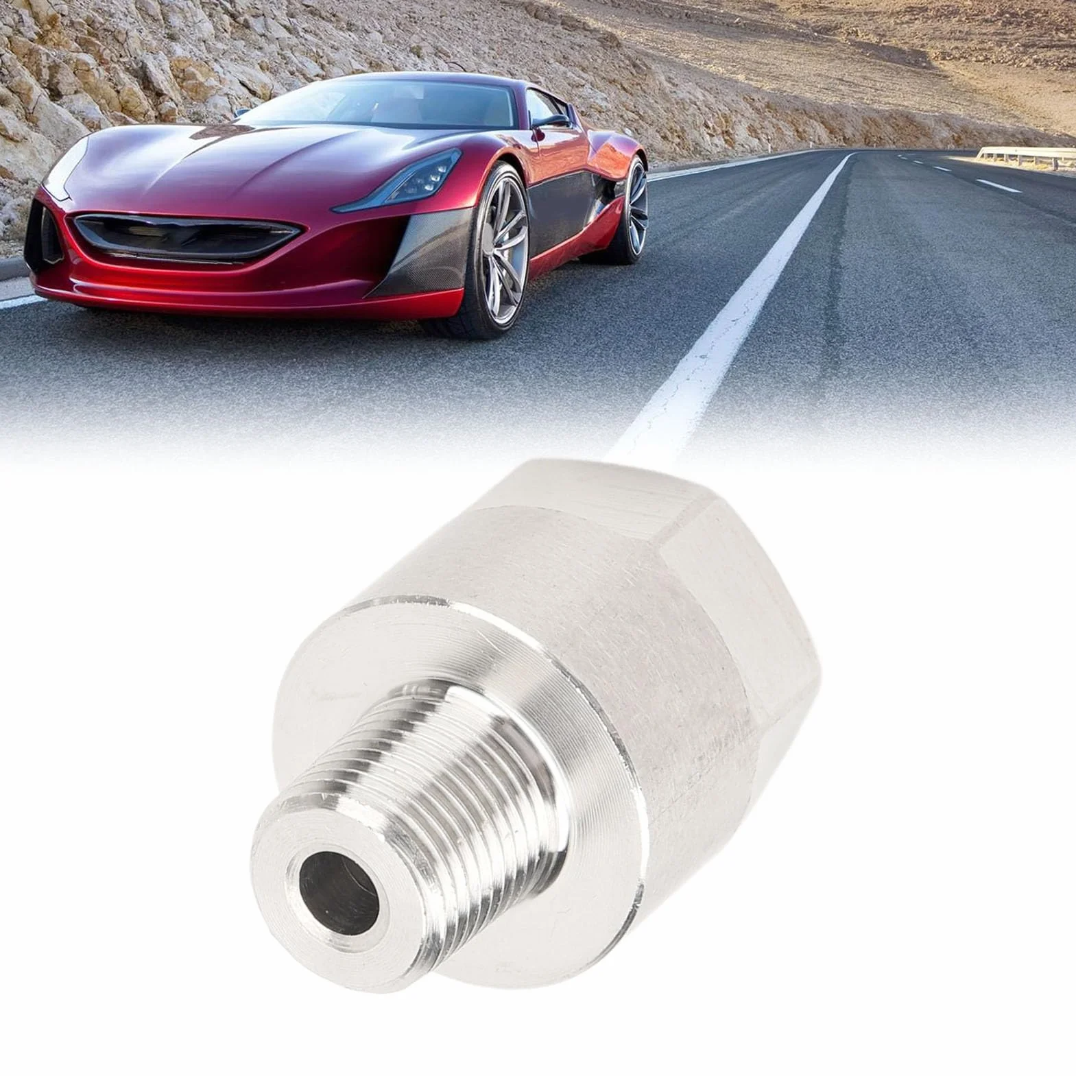 Tissting Adaptador de Medidor de Presión de Aceite, 1/8 Pulgadas NPT Macho M10x1.0 Hembra, Adaptador de Sensor de Presión de Aceite de Acero Inoxidable para Manómetro de Aire de Aceite de Agua