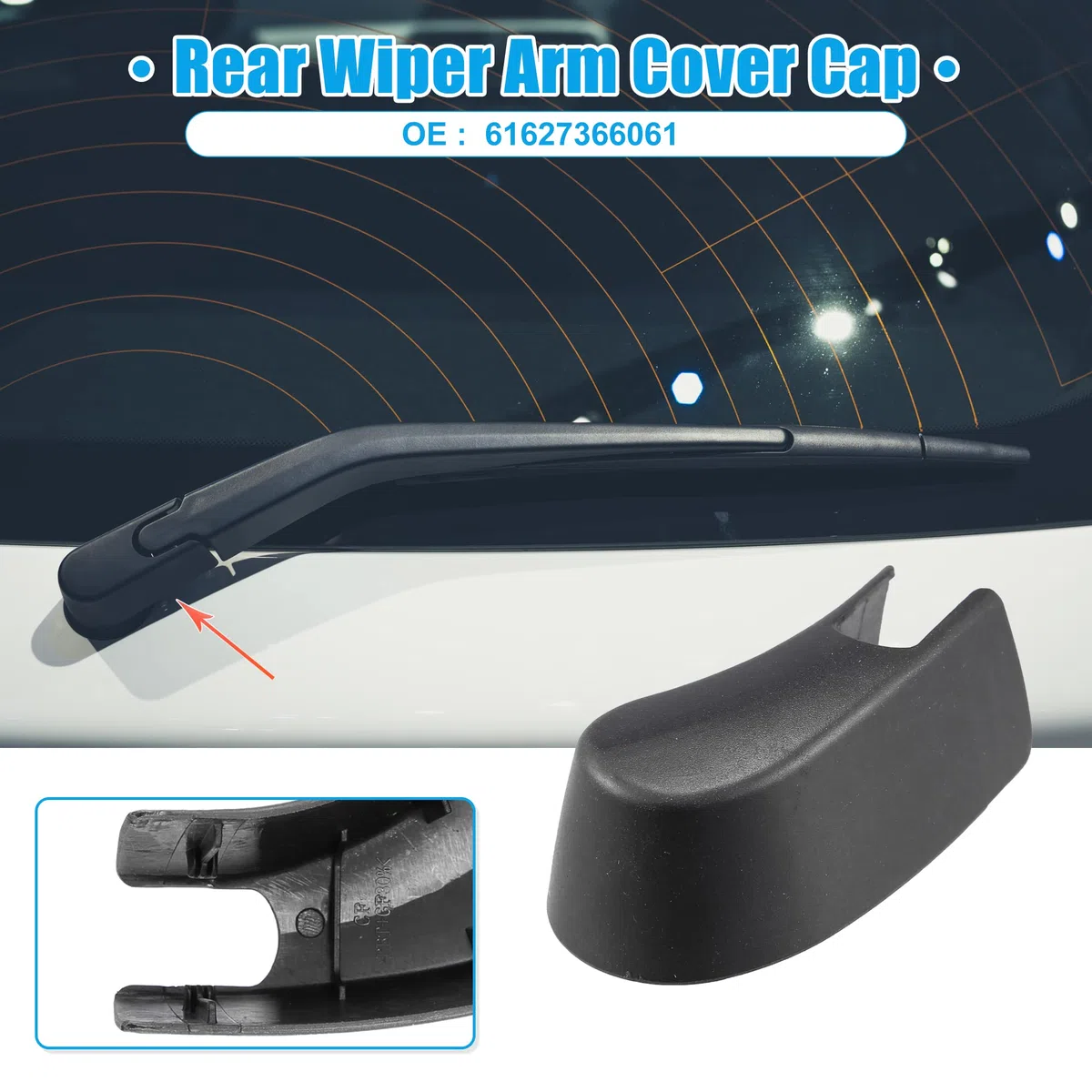 X AUTOHAUX 1uds Trasero Parabrisas Limpiaparabrisas Brazo Tuerca Cubierta Tapa para BMW X1 X2 Negro