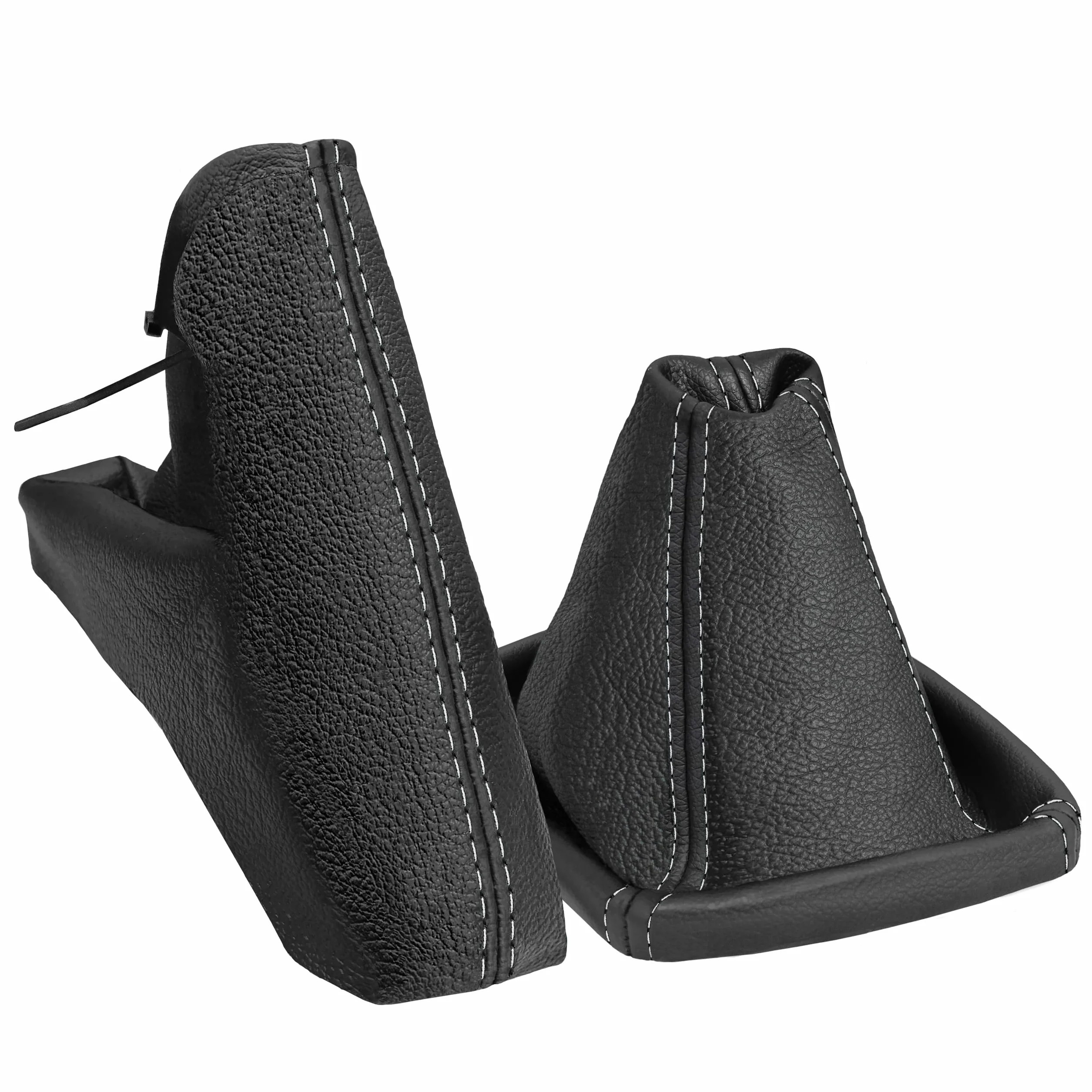 Funda palanca de cambios y Freno de mano - para Opel Astra H - negro gris - de cuero auténtico - de marchas manual - para transmisión manual - fuelle palanca de cambios Repuesto Específico - (A0018-2)