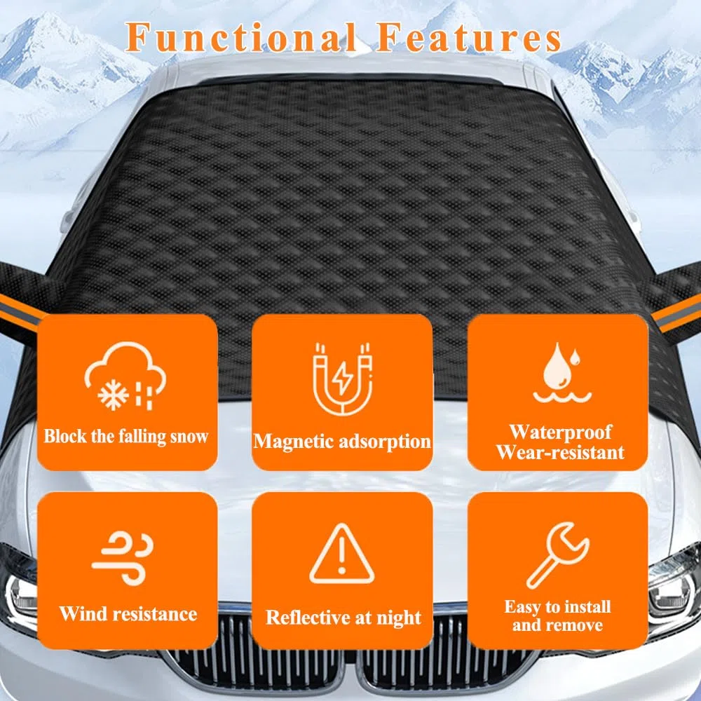 Protector de Parabrisas,Cubierta de Parabrisas Coche con 12 MagnéTico,Protector Hielo Parabrisas Plegable,Protector Parabrisas Coche,para el Parabrisas contra la Nieve, el Hielo,el Polvo y el Sol
