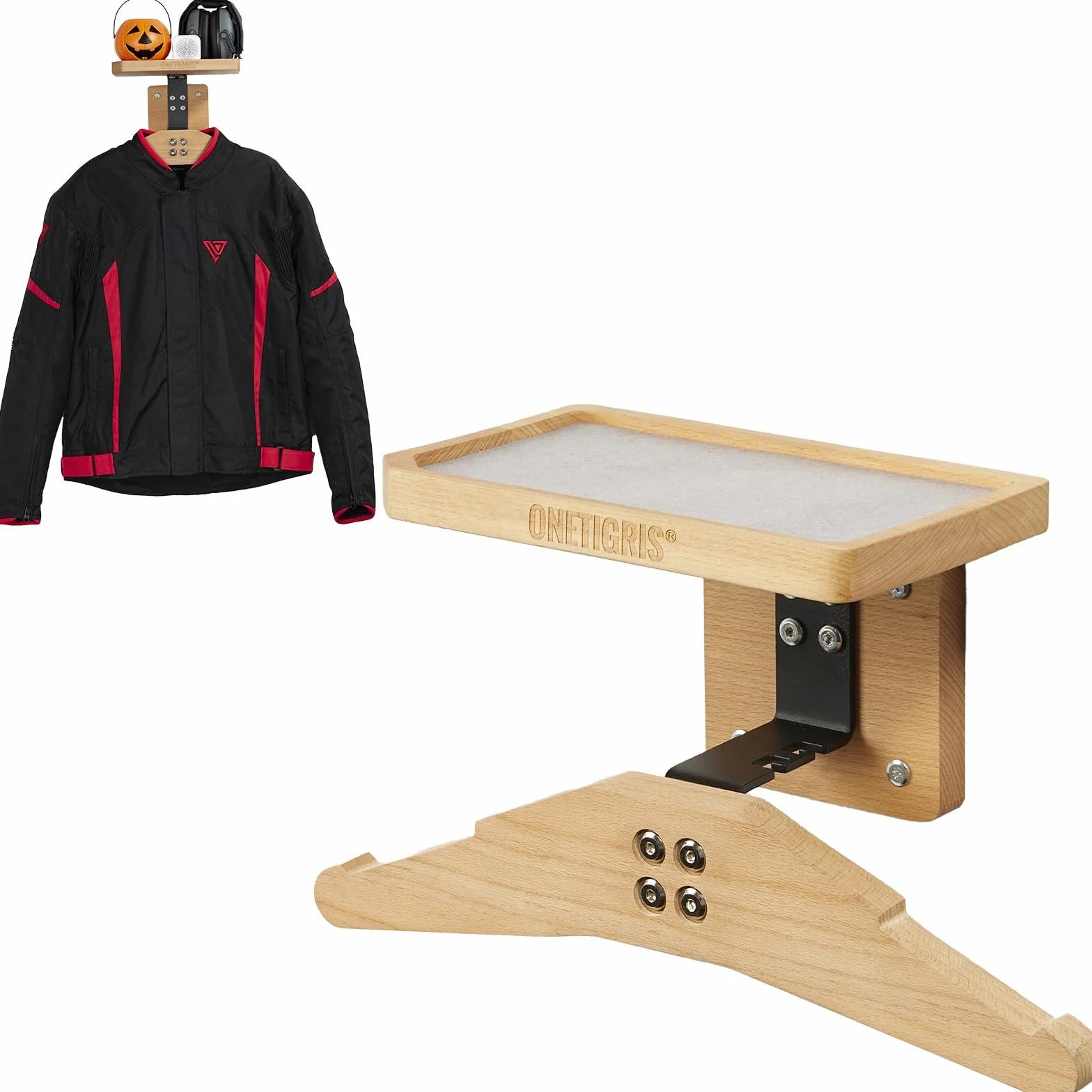 OneTigris Soporte de pared para chaleco táctico 09, soporte de pared para motocicleta, perchero para casco, organizador de pared versátil para equipos de motocicleta, fútbol y ciclista