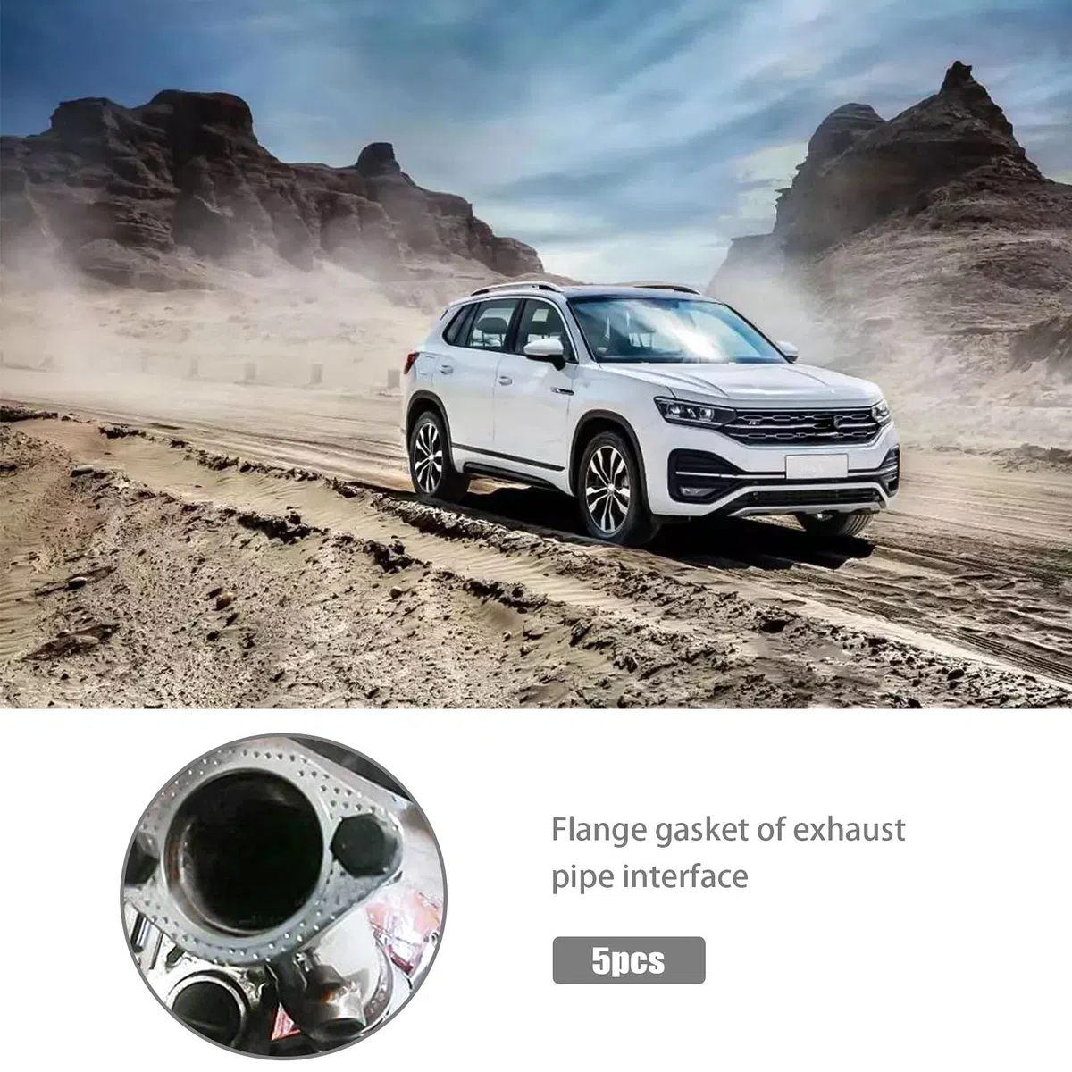 EMSea Junta de Escape de 5 Uds. 2,5 Pulgadas Junta de Metal para Tubo de Escape con Anillo Reforzado Brida de 2 Pernos de 100mm para Tubo de Escape de Coche