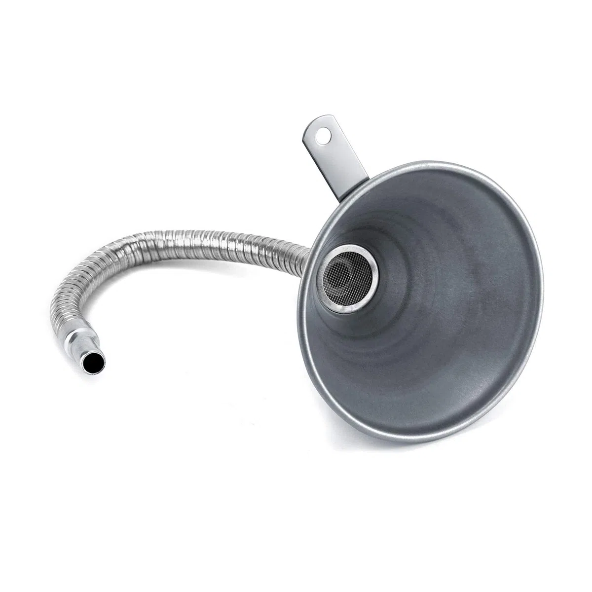 QWORK - Embudo con Manguera de Acero de 5.5'' / 140mm con Filtro para Todos los aceites, Agua, Combustible diésel y Otros líquidos, longitud 370mm