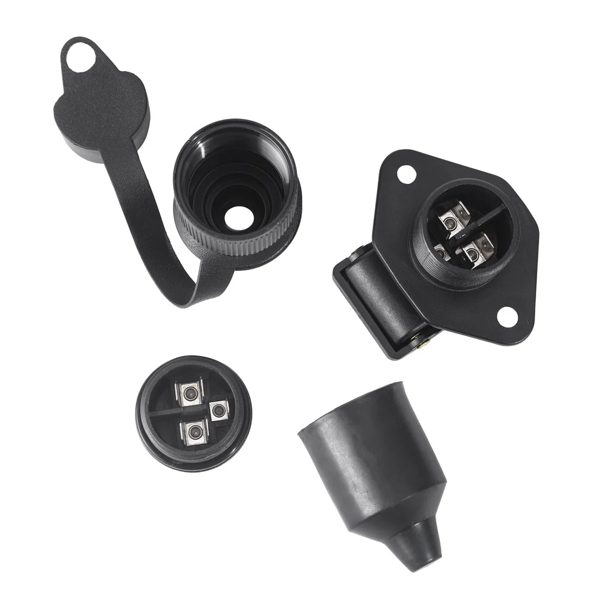 3 Pcs Enchufes Remolque 3 Pines y Zócalo Remolque 3 Pines, 12V Enchufe Zócalo Tractor 3 Pines Conector Impermeable, para Tractor Camión RV Autos Conectores Remolque (3 Pcs)