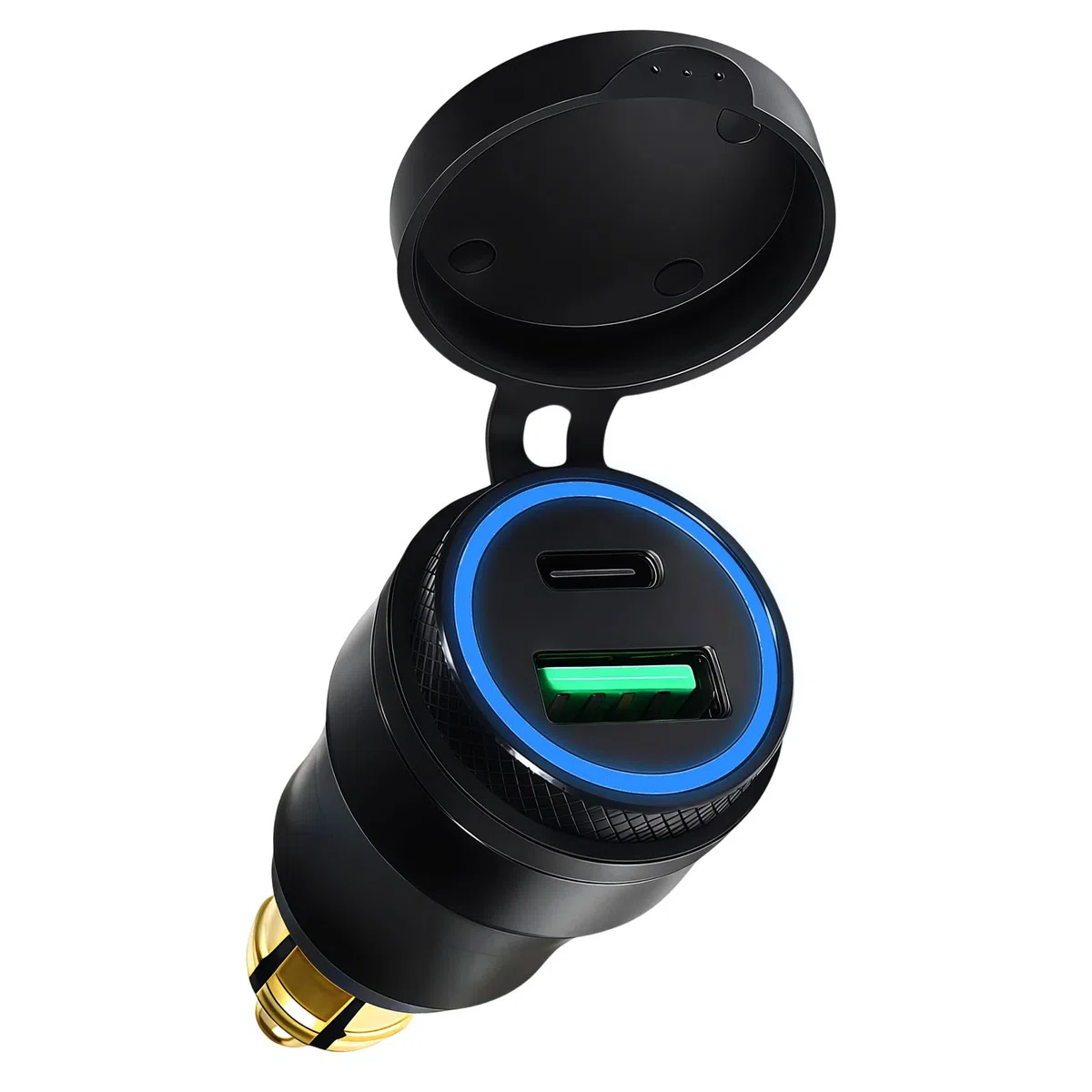 Cargador USB Moto Impermeable 30W 5A QC 3.0 Enchufe Mechero 12V Adaptador Rápida con LED Azul para BMW Motorrad Ducati Triumph Z900